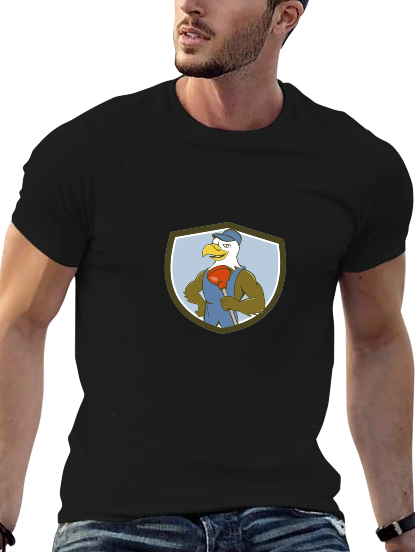 Eagle Plumber Cartoon Graphic T-Shirt