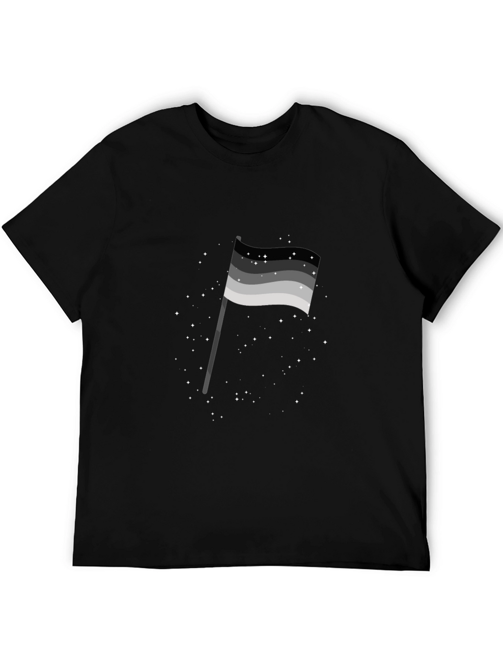 Aromantic Pride Flag Graphic Tee - Black Cotton Blend