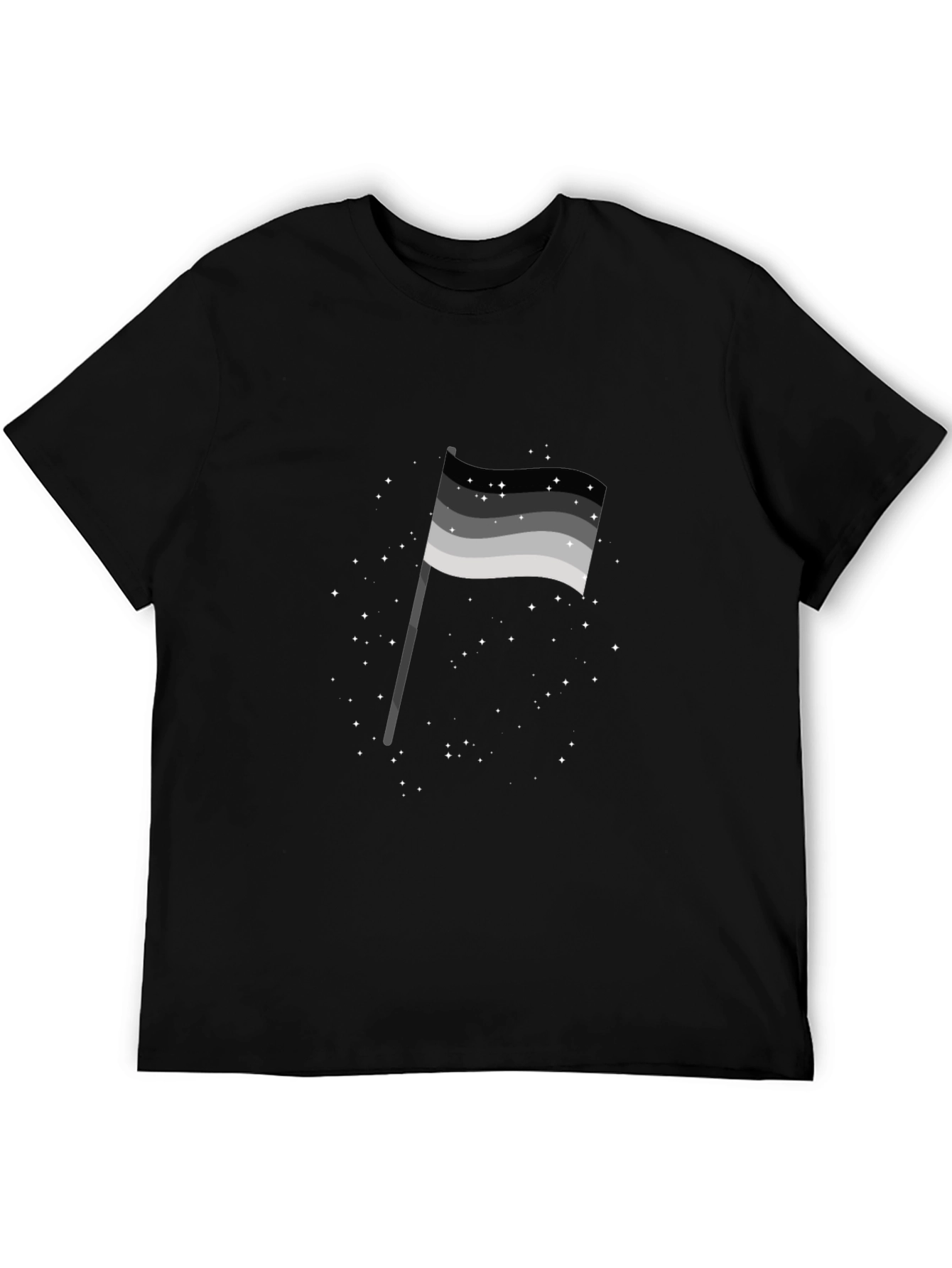 Aromantic Pride Flag Graphic Tee - Black Cotton Blend