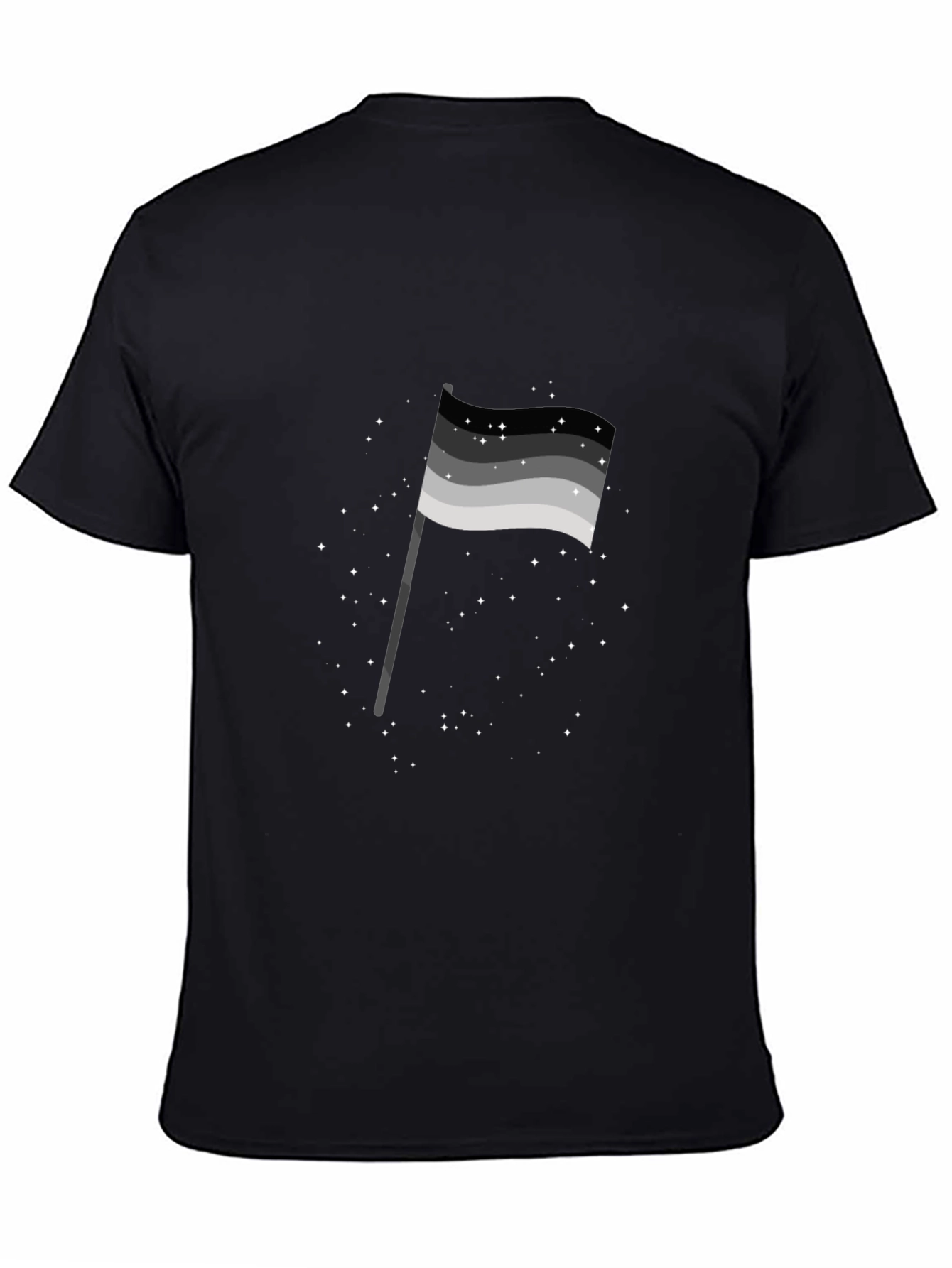 Aromantic Pride Flag Graphic Tee - Black Cotton Blend