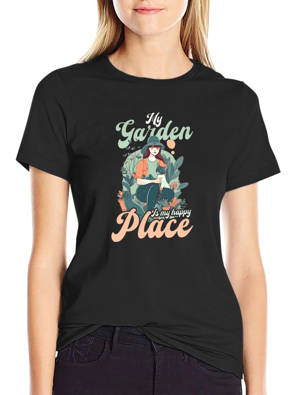 My Garden is My Happy Place Black T-Shirt