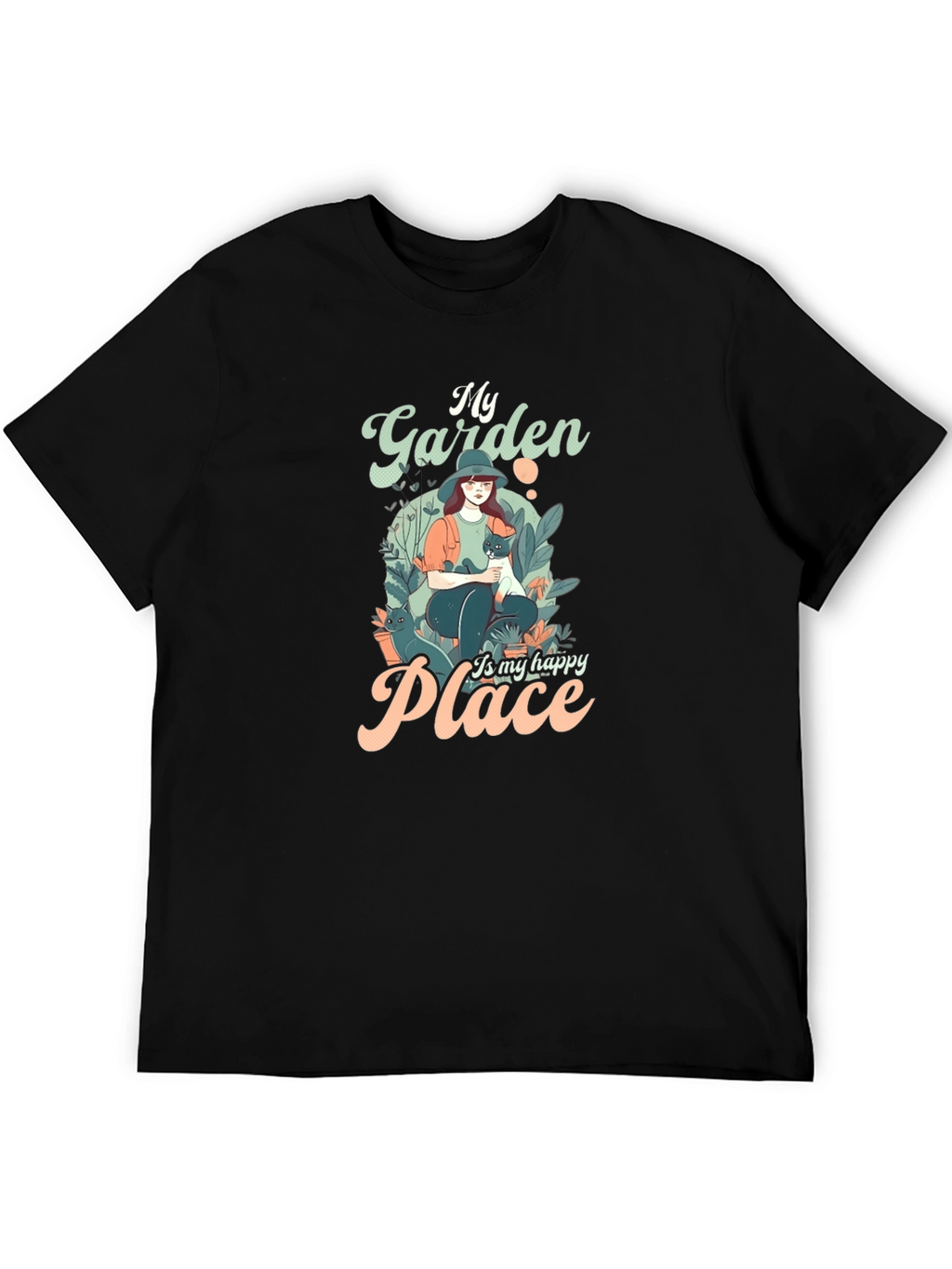 My Garden is My Happy Place Black T-Shirt