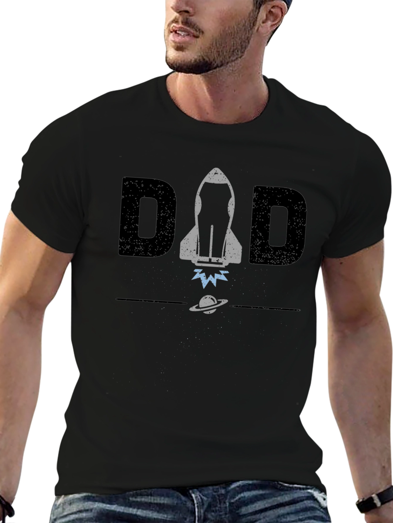 Dad Rocket Black T-Shirt