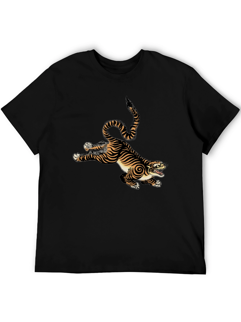 Tiger Graphic Print Mens Black T-Shirt