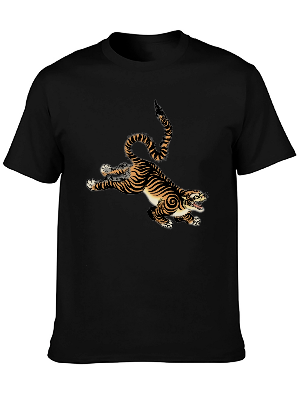 Tiger Graphic Print Mens Black T-Shirt