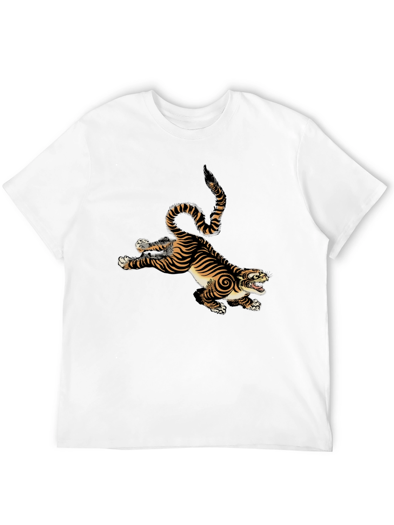 Tiger Graphic Print Mens Black T-Shirt