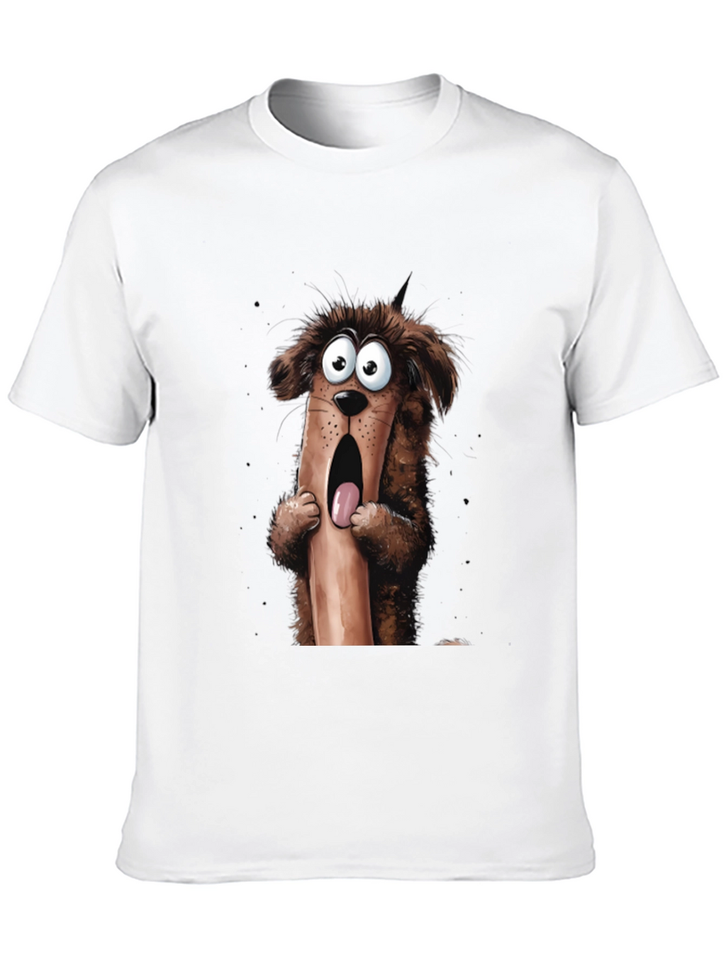 Cartoon Dog Graphic T-Shirt Mens Black Tee