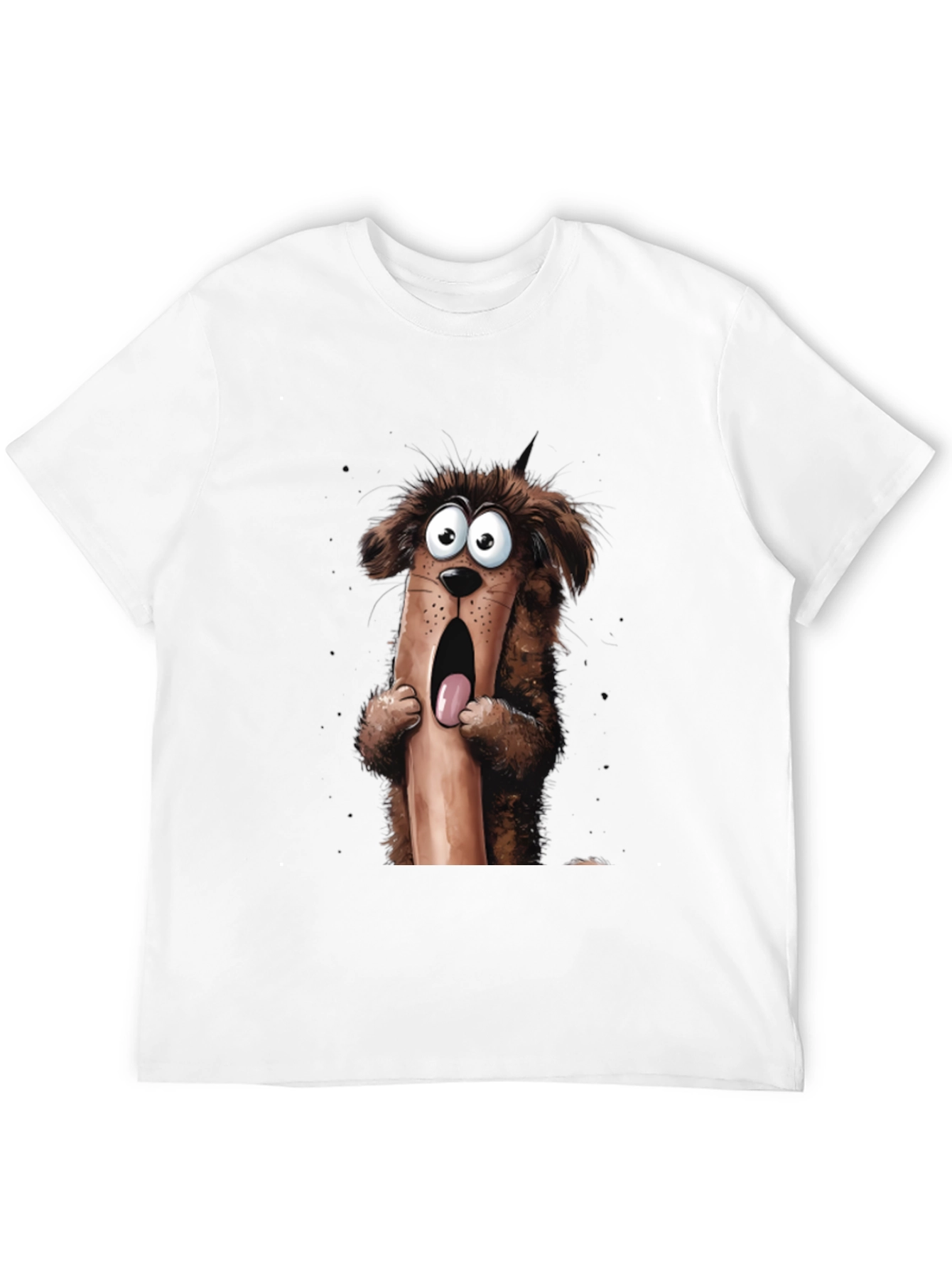 Cartoon Dog Graphic T-Shirt Mens Black Tee