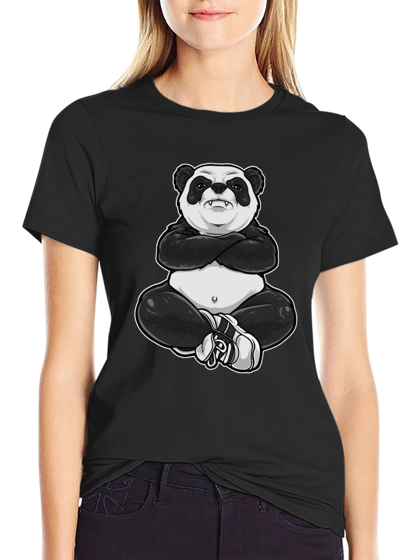 Cool Panda Graphic Tee - Black T-Shirt