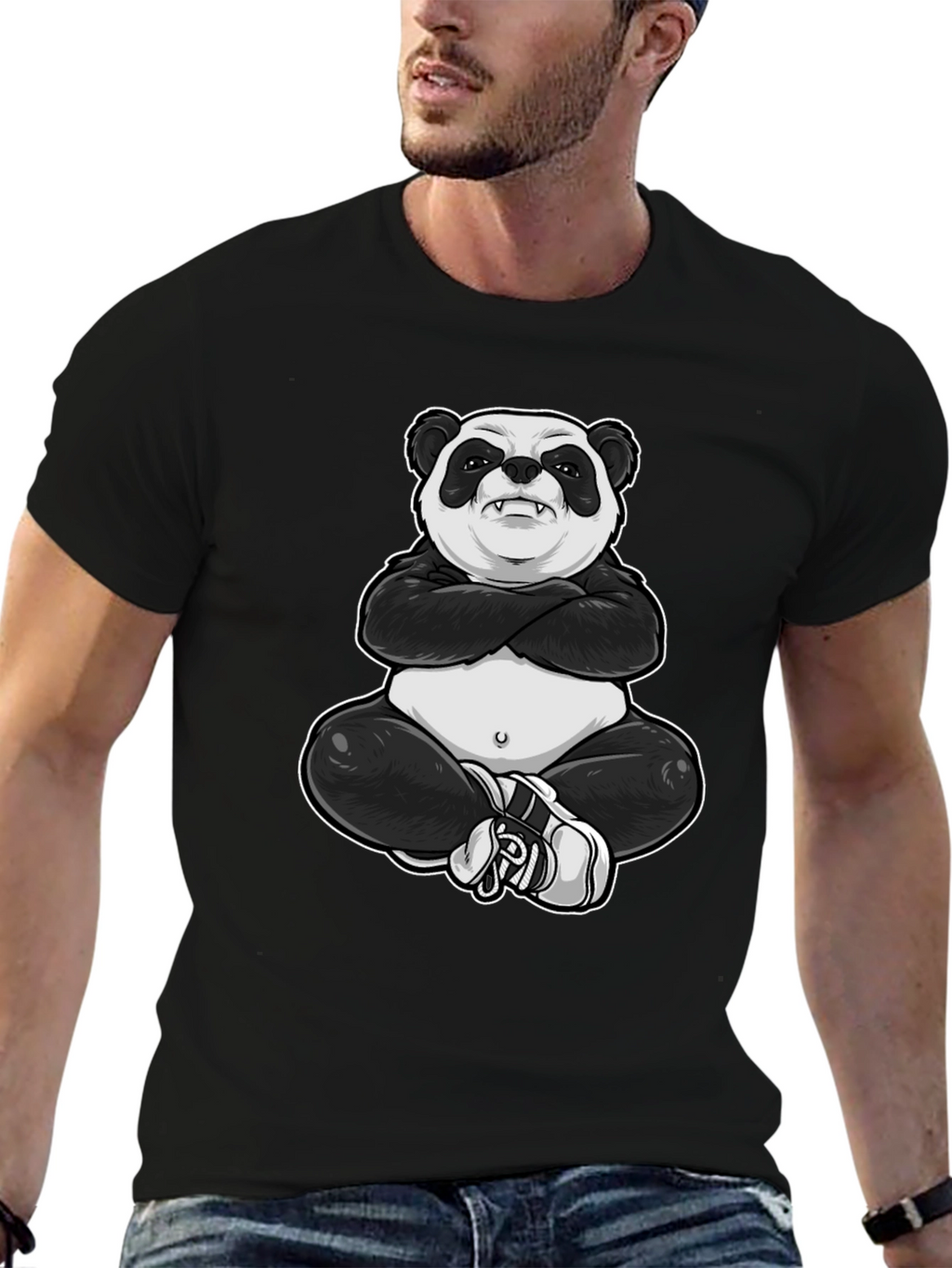 Cool Panda Graphic Tee - Black T-Shirt
