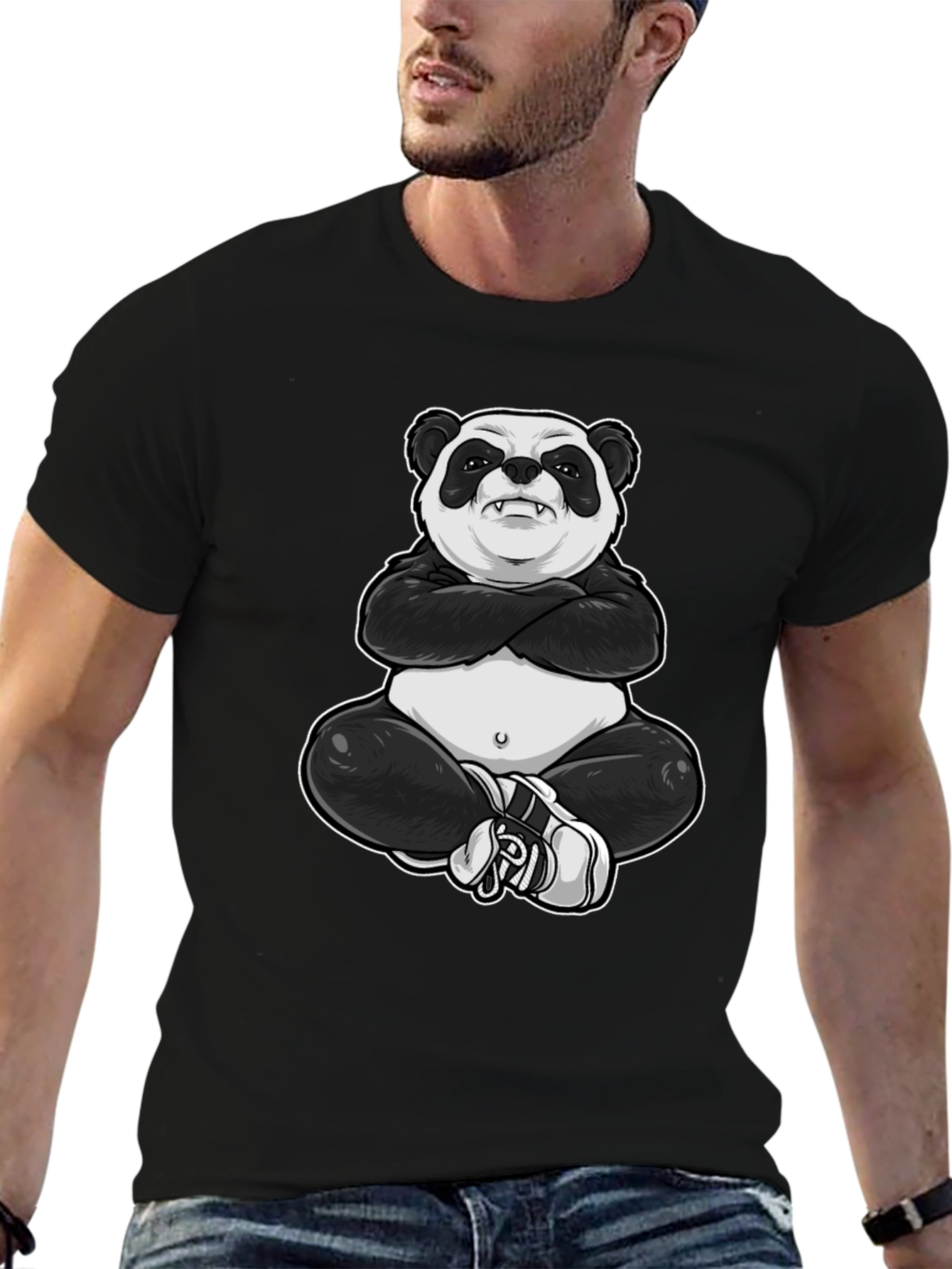 Cool Panda Graphic Tee - Black T-Shirt