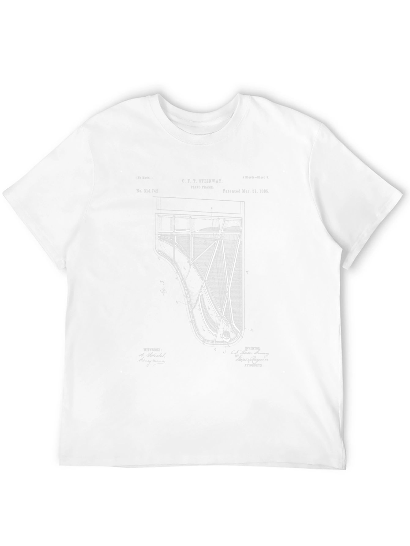 Grand Piano Blueprint Graphic T-Shirt