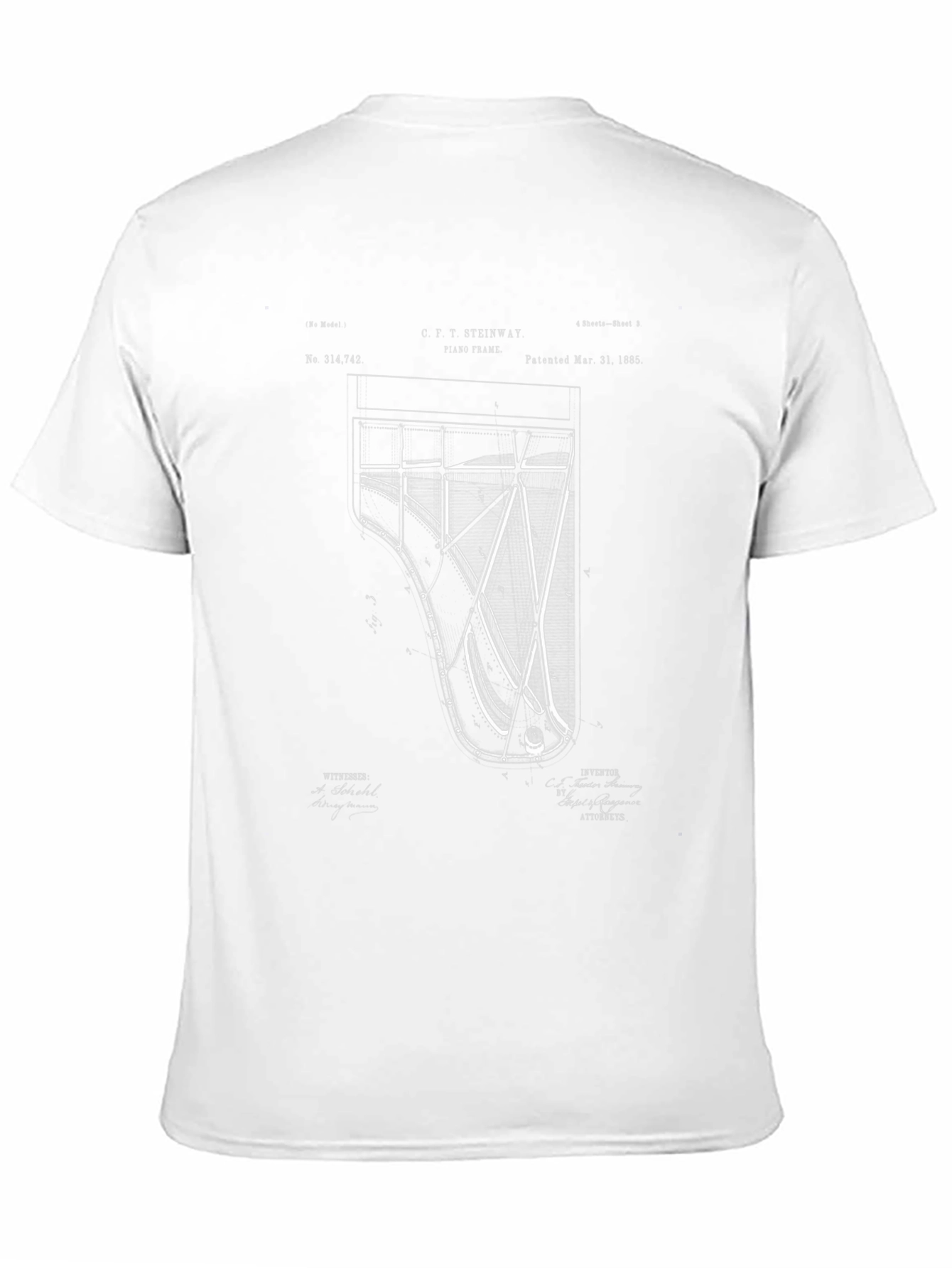 Grand Piano Blueprint Graphic T-Shirt
