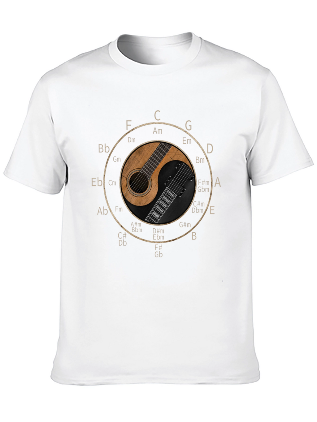 Musical Harmony T-Shirt - Guitar Yin Yang Design