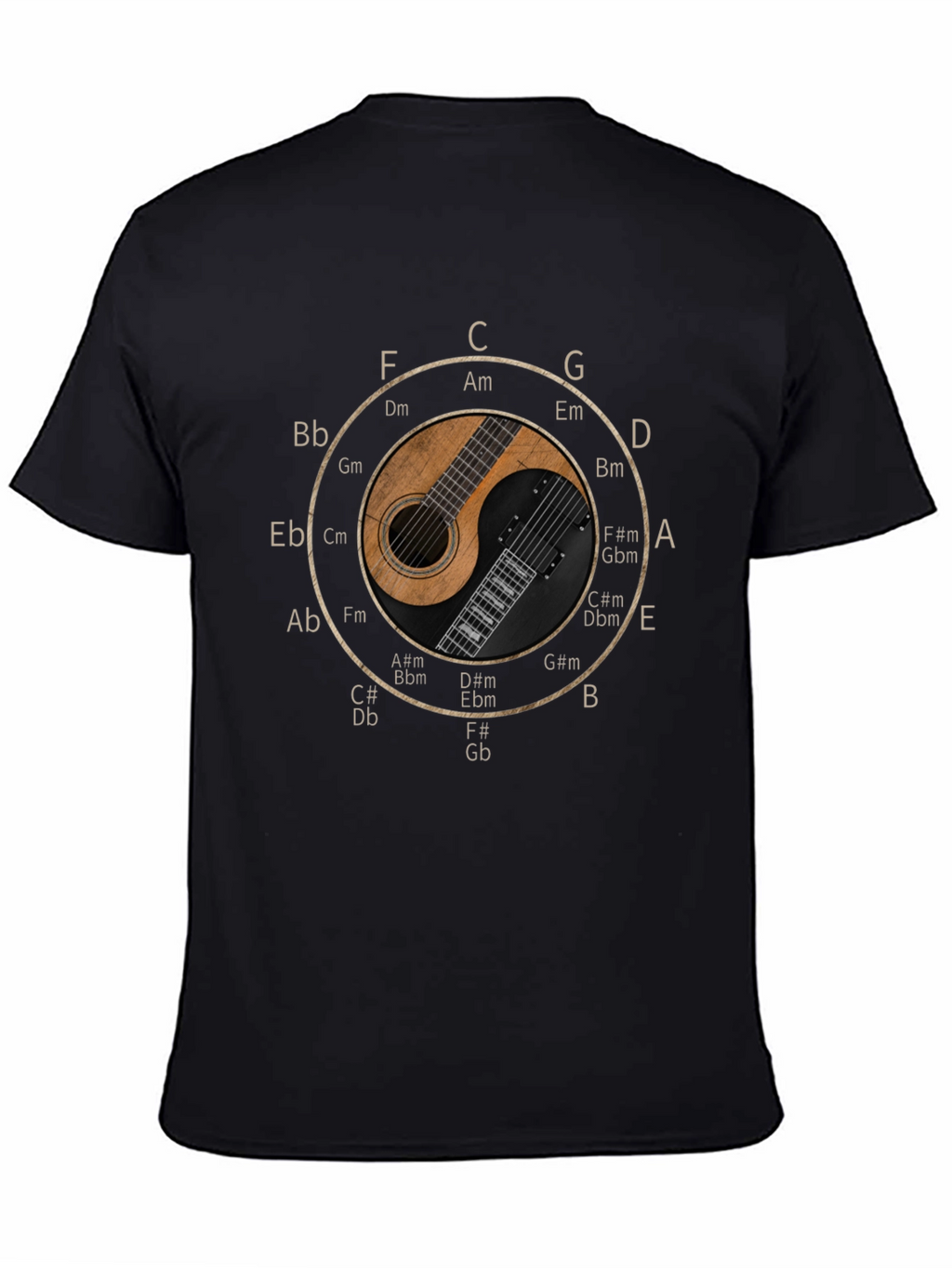 Musical Harmony T-Shirt - Guitar Yin Yang Design