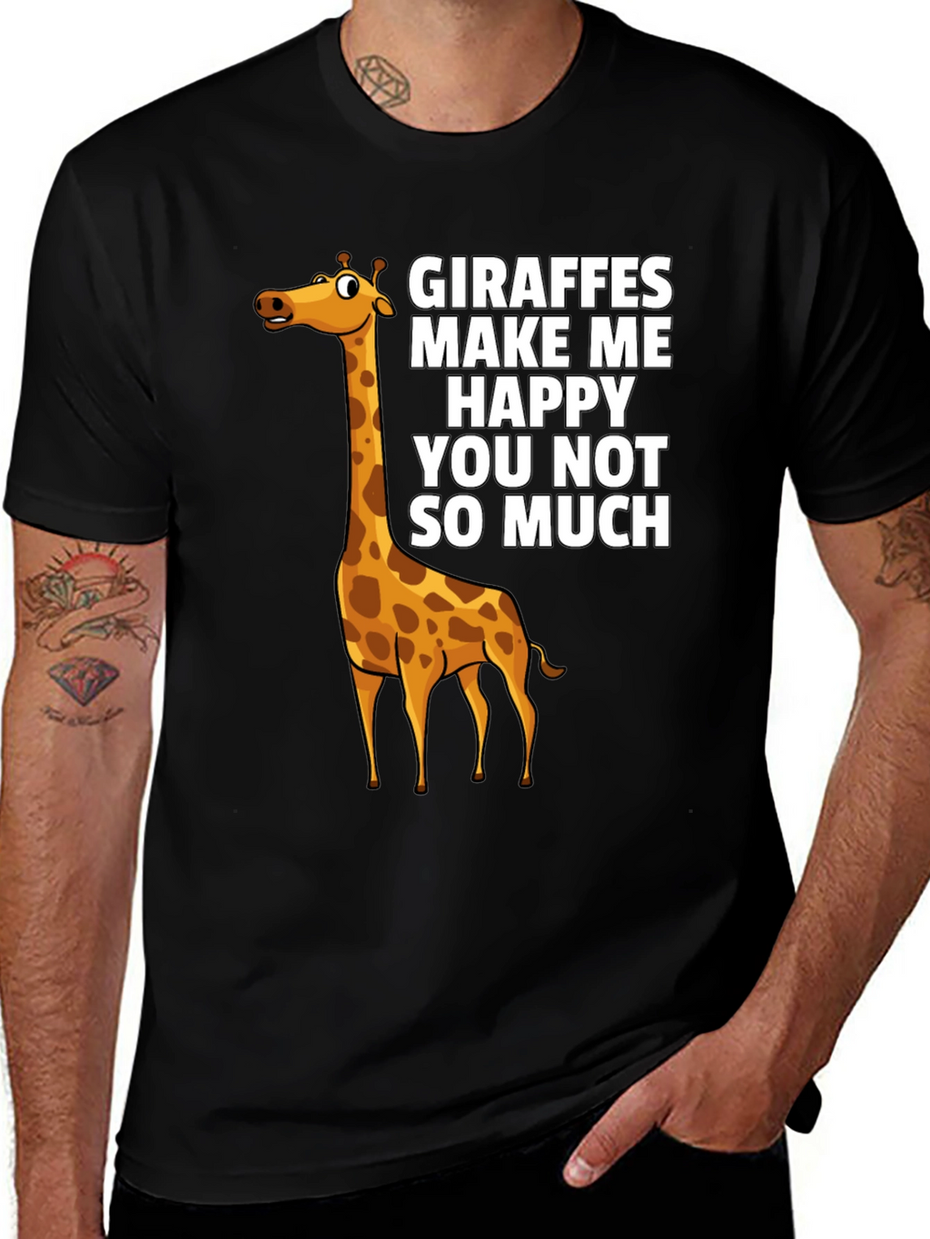 Giraffe Graphic Print Crew Neck T-Shirt