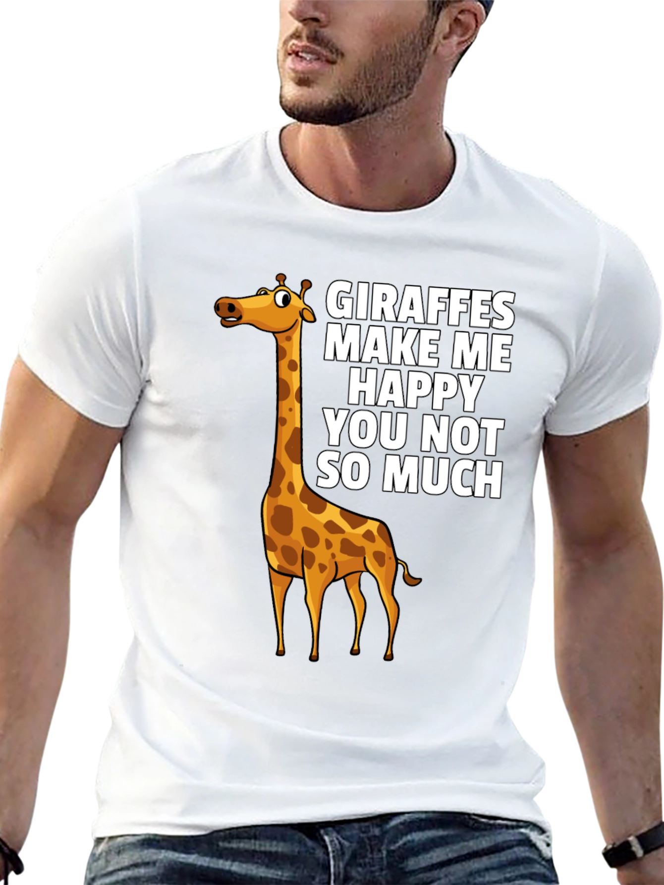 Giraffe Graphic Print Crew Neck T-Shirt