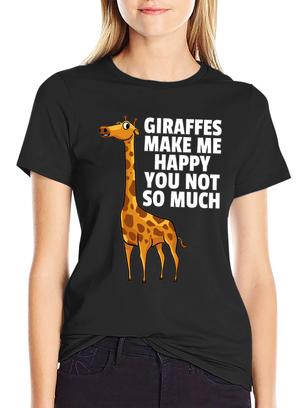 Giraffe Graphic Print Crew Neck T-Shirt