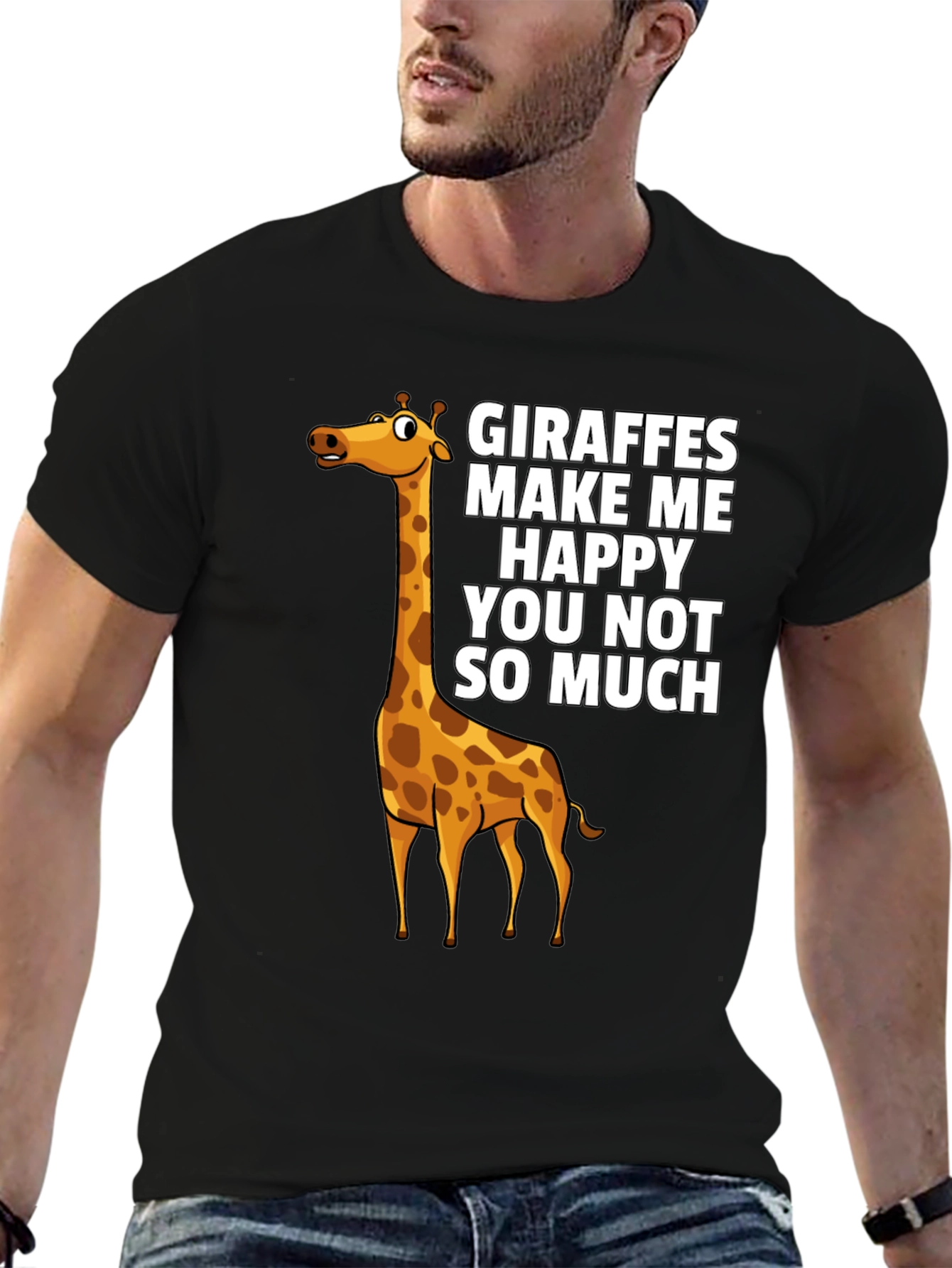 Giraffe Graphic Print Crew Neck T-Shirt