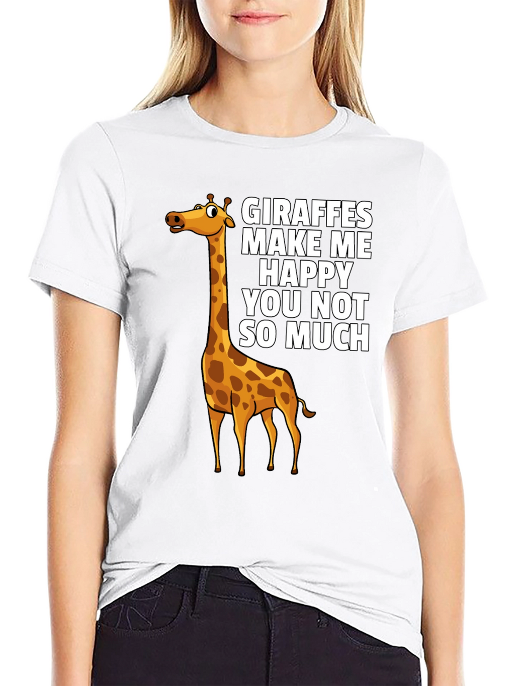 Giraffe Graphic Print Crew Neck T-Shirt