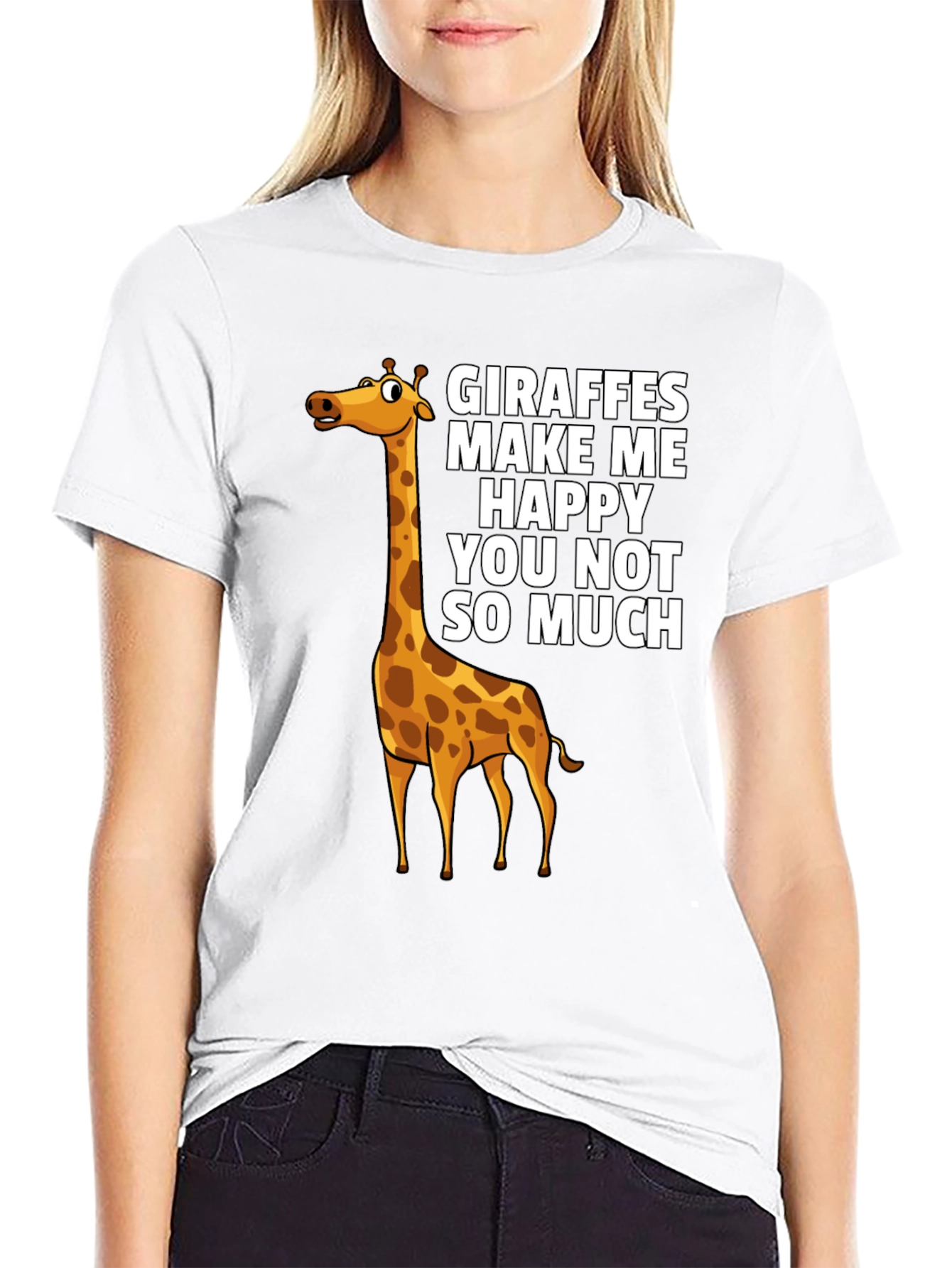 Giraffe Graphic Print Crew Neck T-Shirt