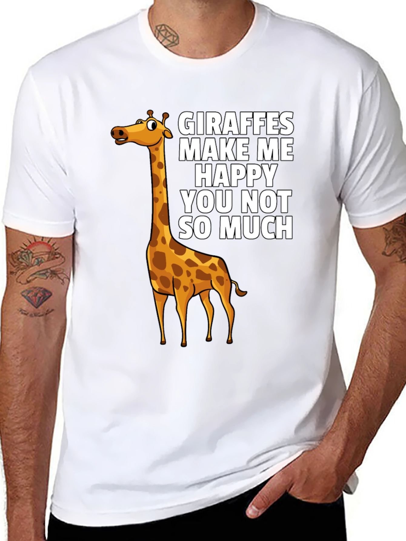 Giraffe Graphic Print Crew Neck T-Shirt