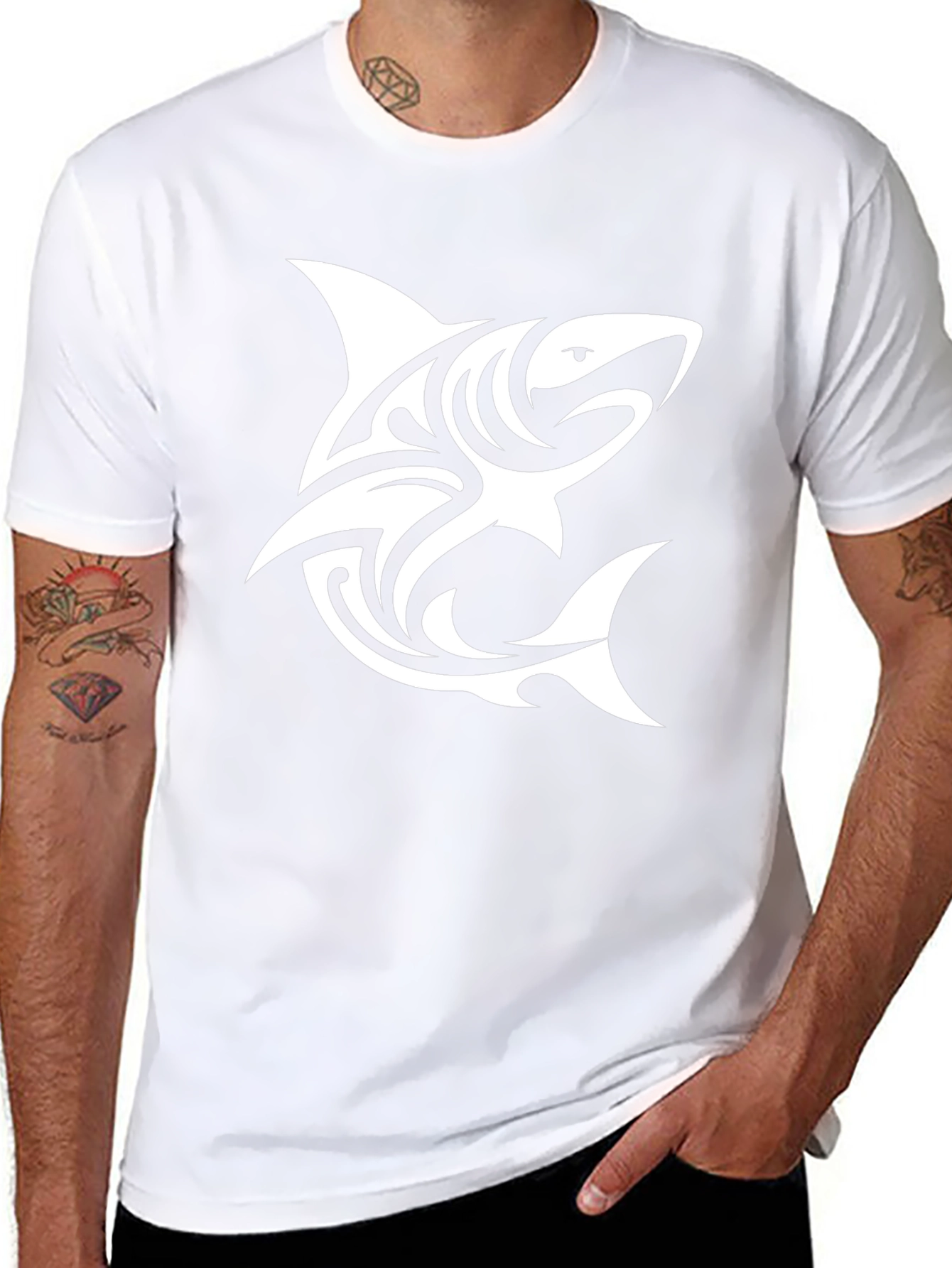 Tribal Shark Graphic Black T-Shirt - Cool & Stylish