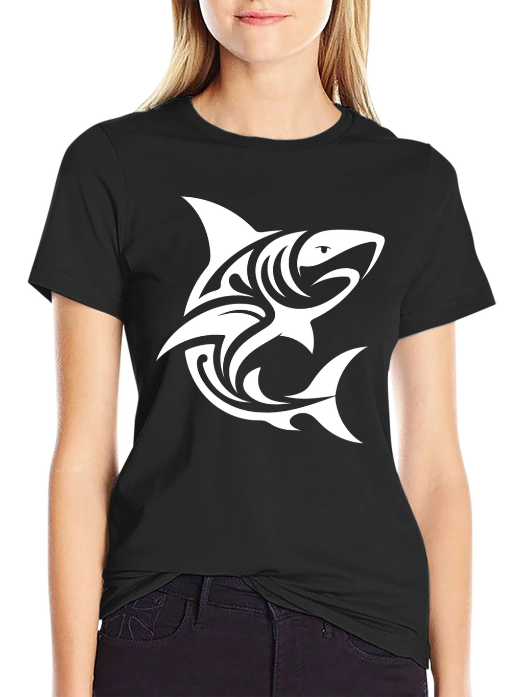 Tribal Shark Graphic Black T-Shirt - Cool & Stylish