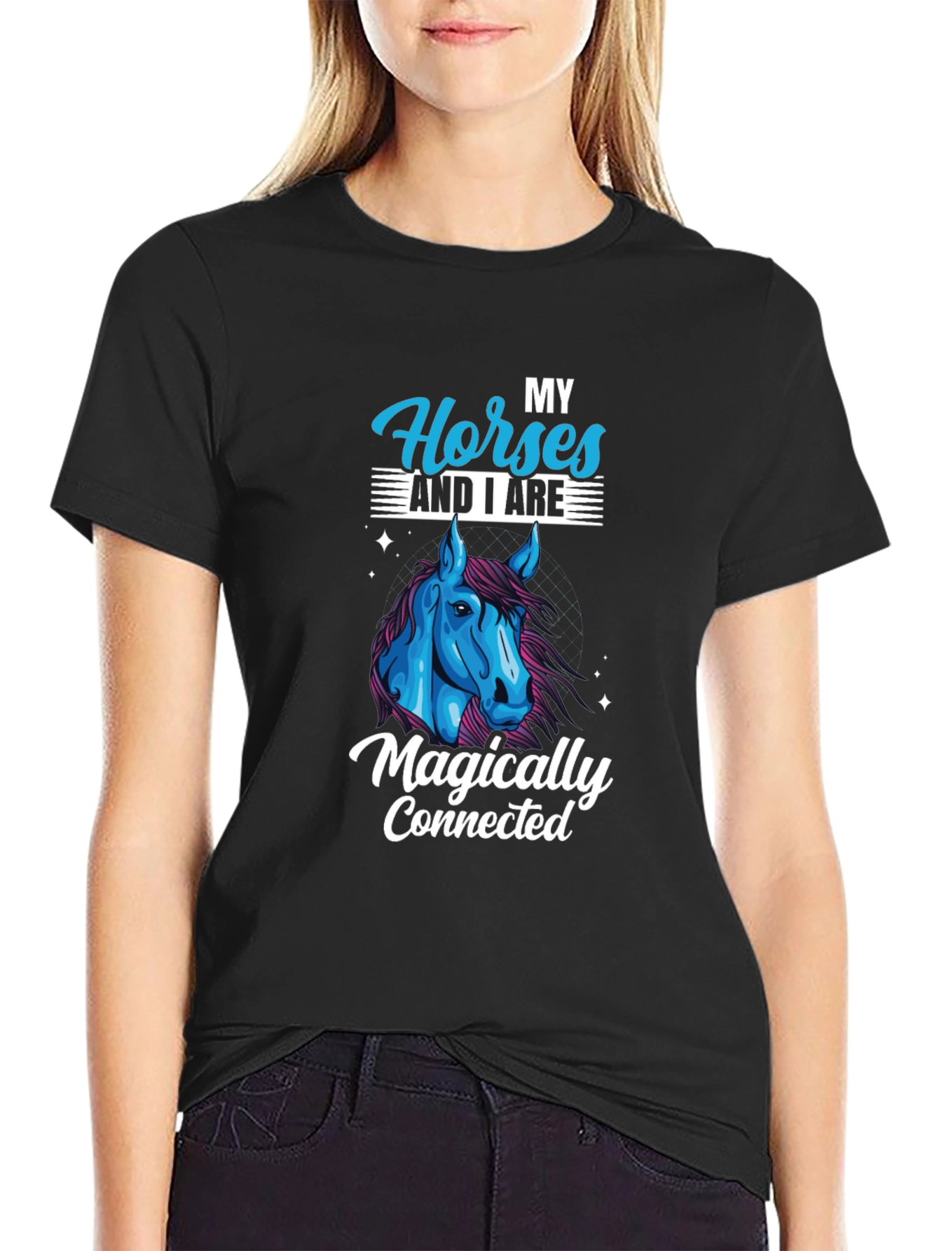 Horse Lover Black T-Shirt - Magically Connected