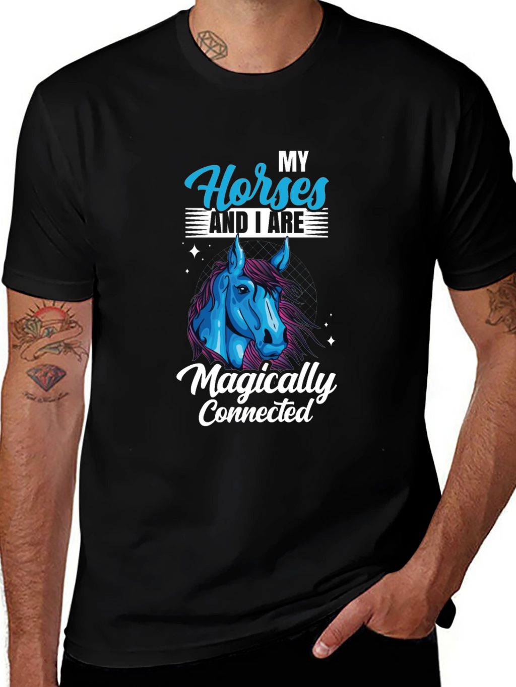 Horse Lover Black T-Shirt - Magically Connected
