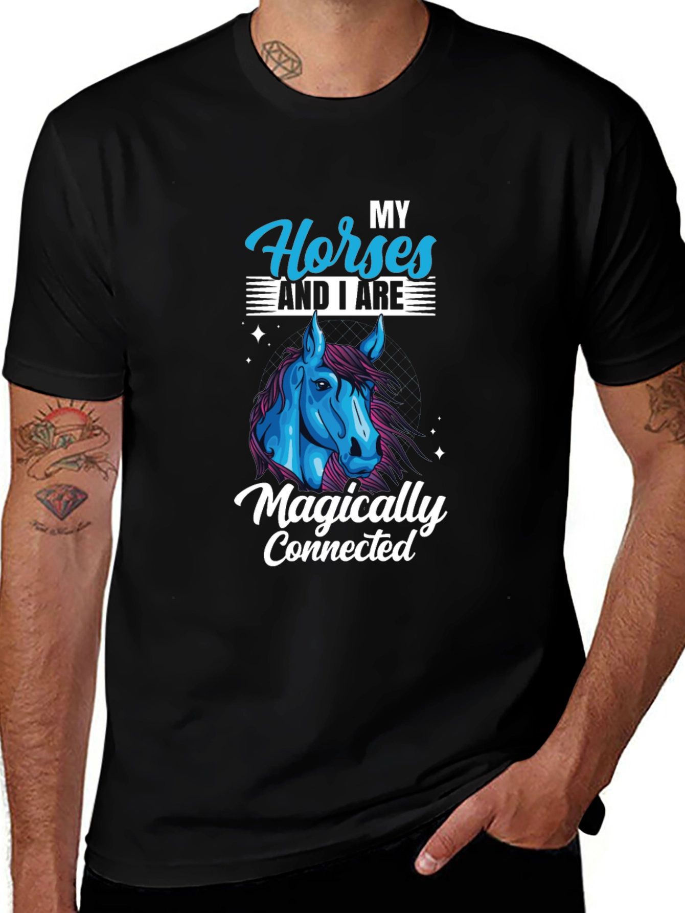 Horse Lover Black T-Shirt - Magically Connected