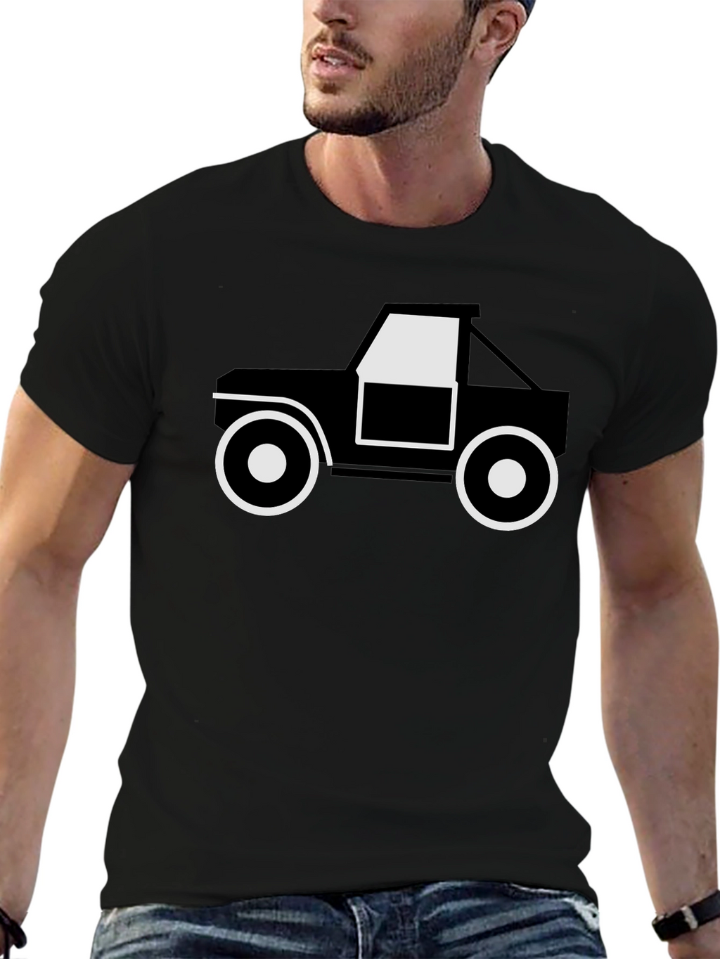 Black Graphic Tee - Off-Road Truck Design