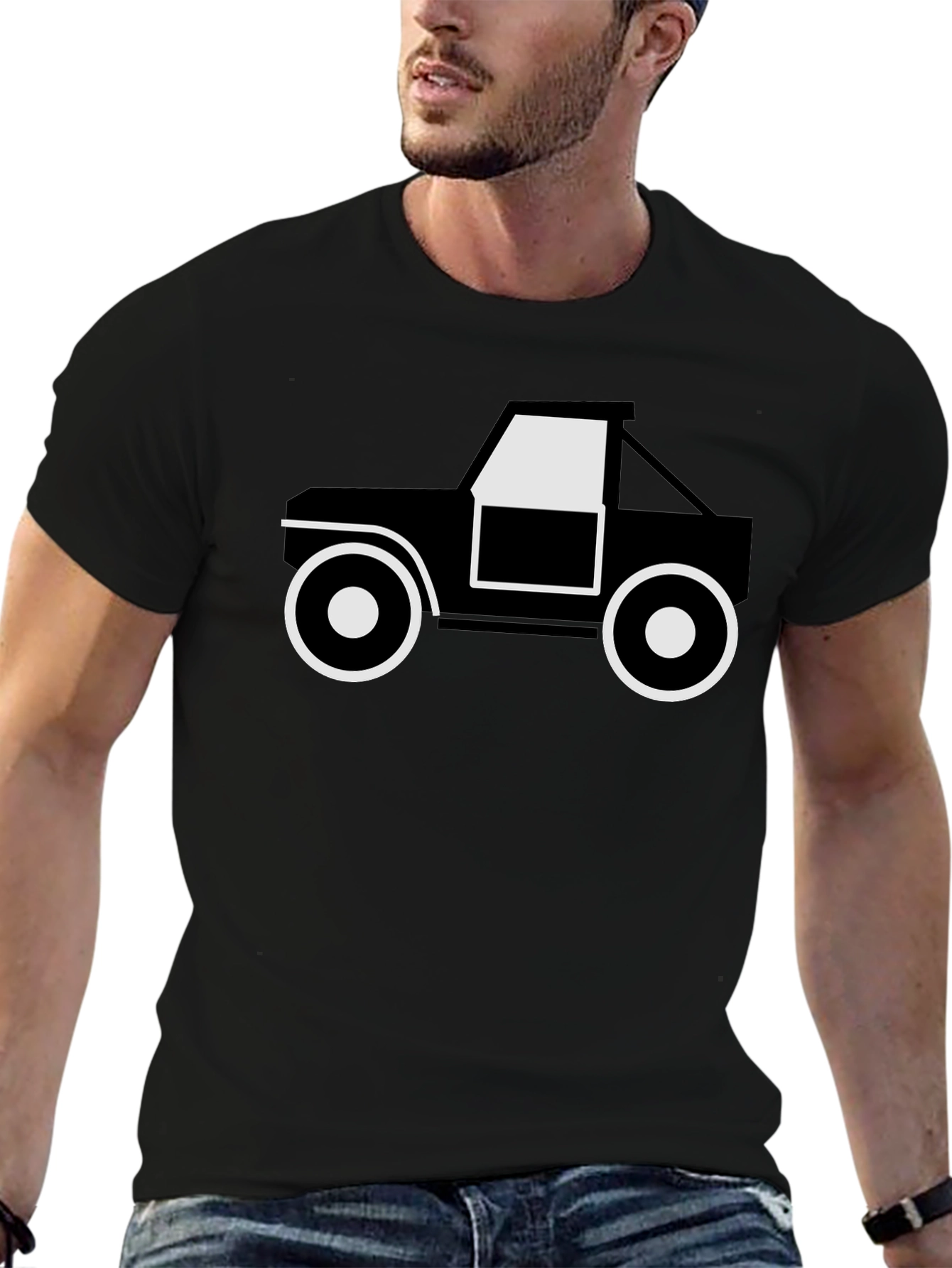 Black Graphic Tee - Off-Road Truck Design