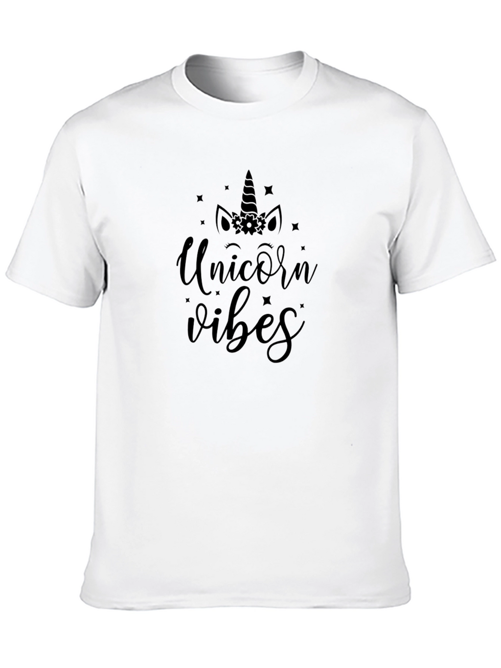 Unicorn Vibes Black Cotton T-Shirt