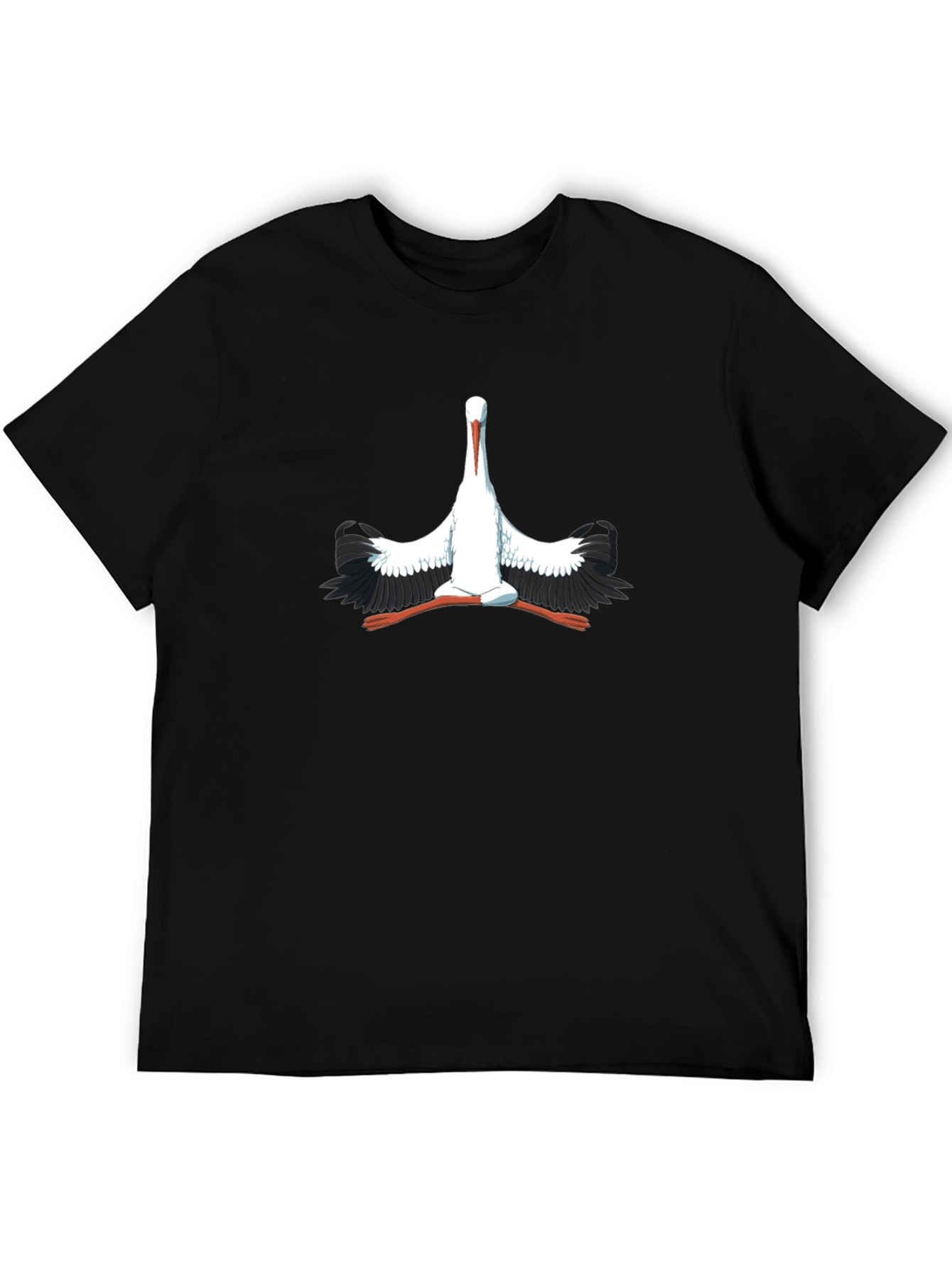 Stork Graphic Print Black T-Shirt
