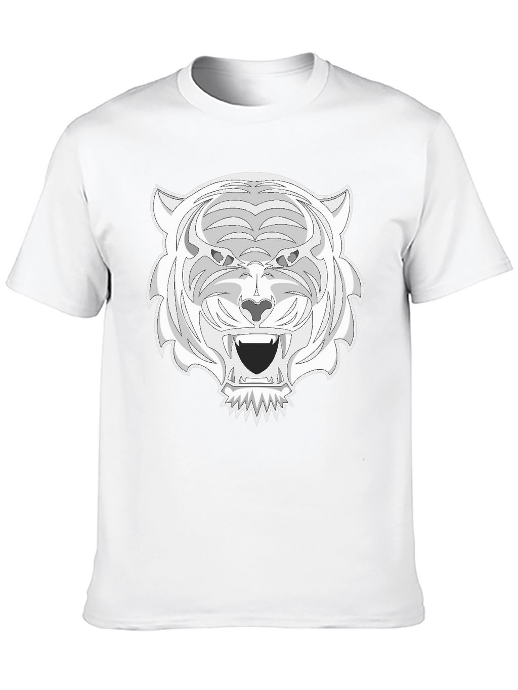 Black Tee with White Tiger Graphic Print