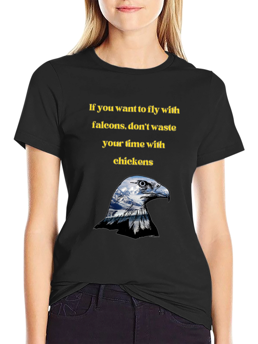 Fly With Falcons Black Graphic Tee