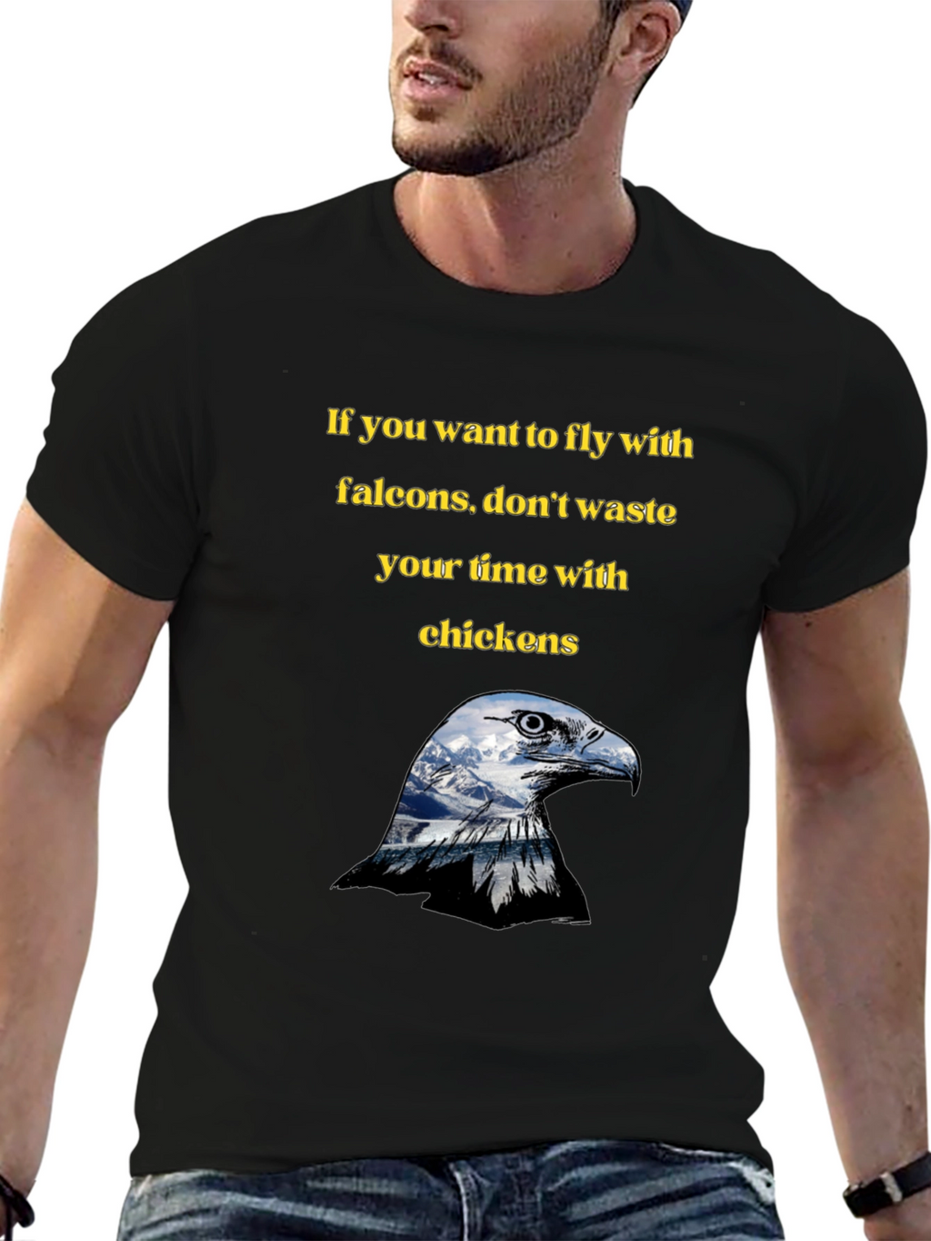Fly With Falcons Black Graphic Tee