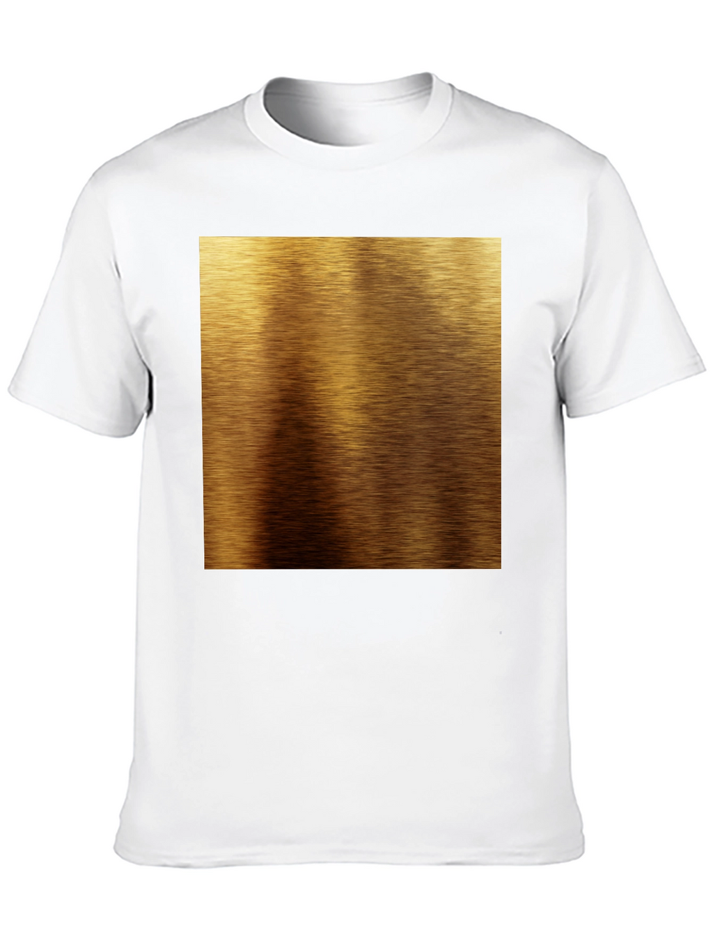 Gold Brushed Metal Texture Print Black T-Shirt