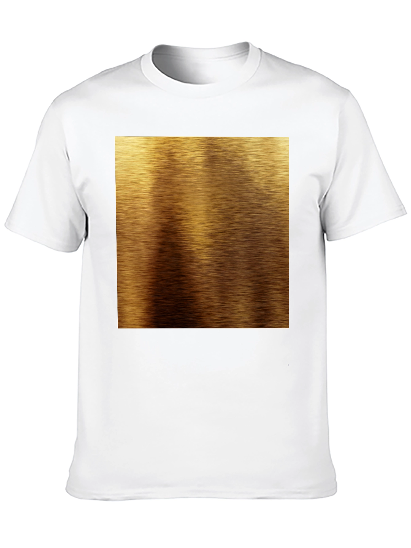 Gold Brushed Metal Texture Print Black T-Shirt