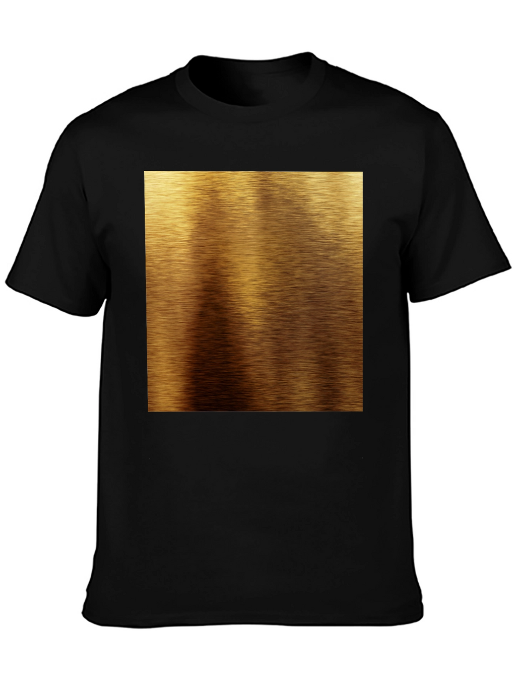 Gold Brushed Metal Texture Print Black T-Shirt