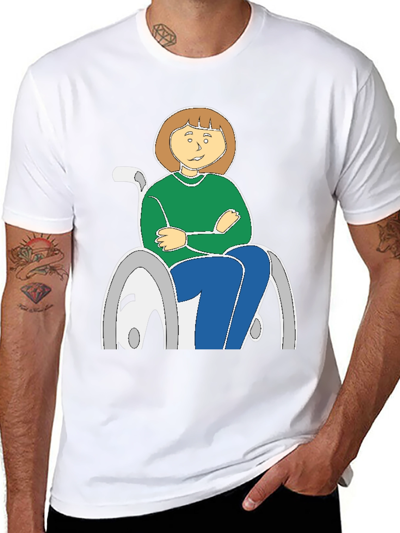 Cartoon Woman in Wheelchair T-Shirt