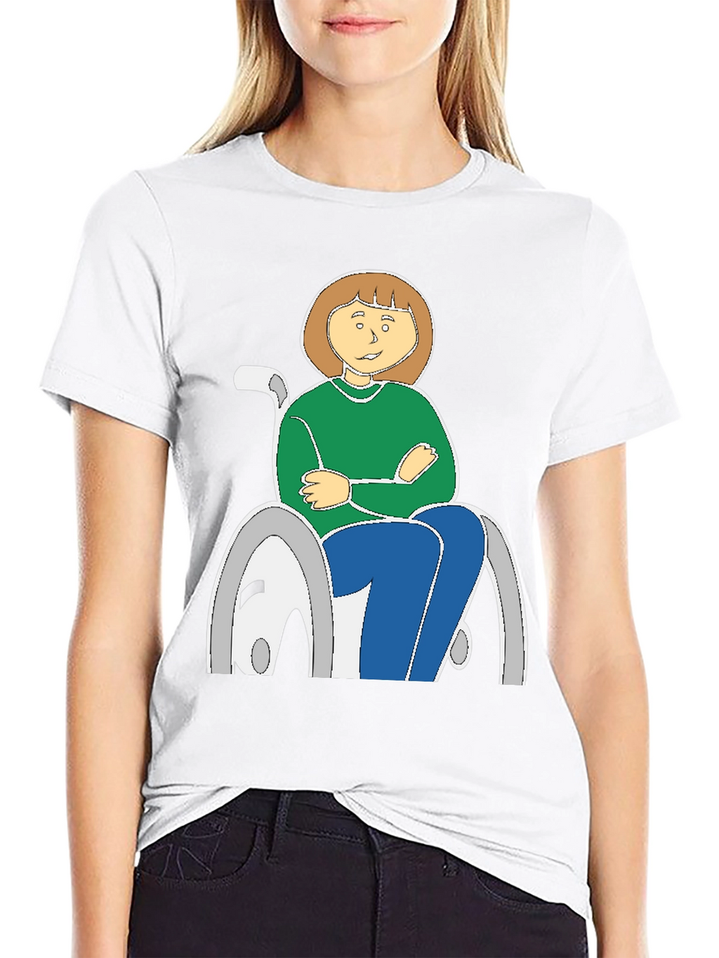 Cartoon Woman in Wheelchair T-Shirt