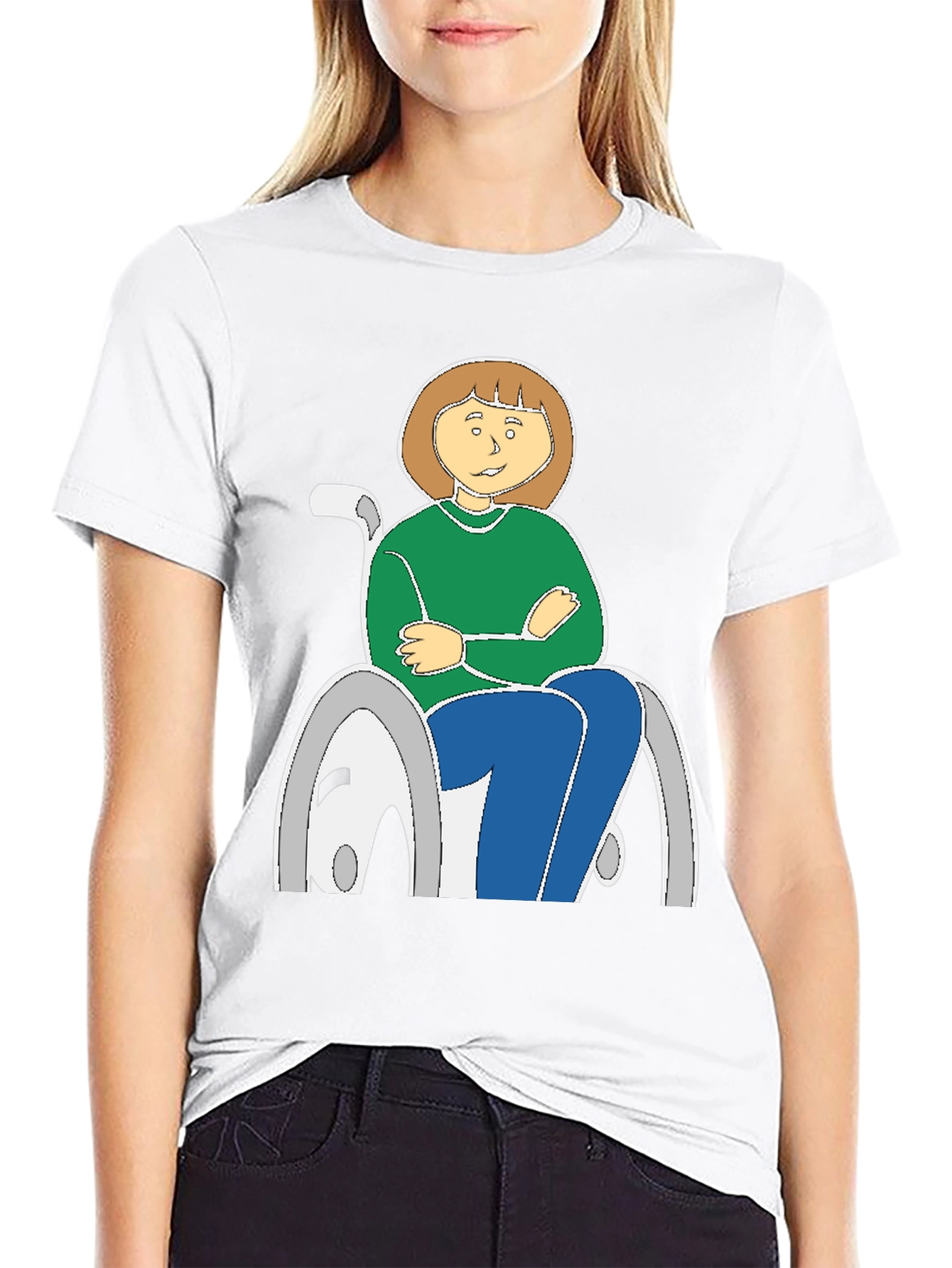 Cartoon Woman in Wheelchair T-Shirt
