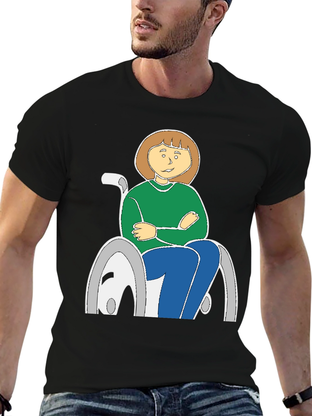 Cartoon Woman in Wheelchair T-Shirt