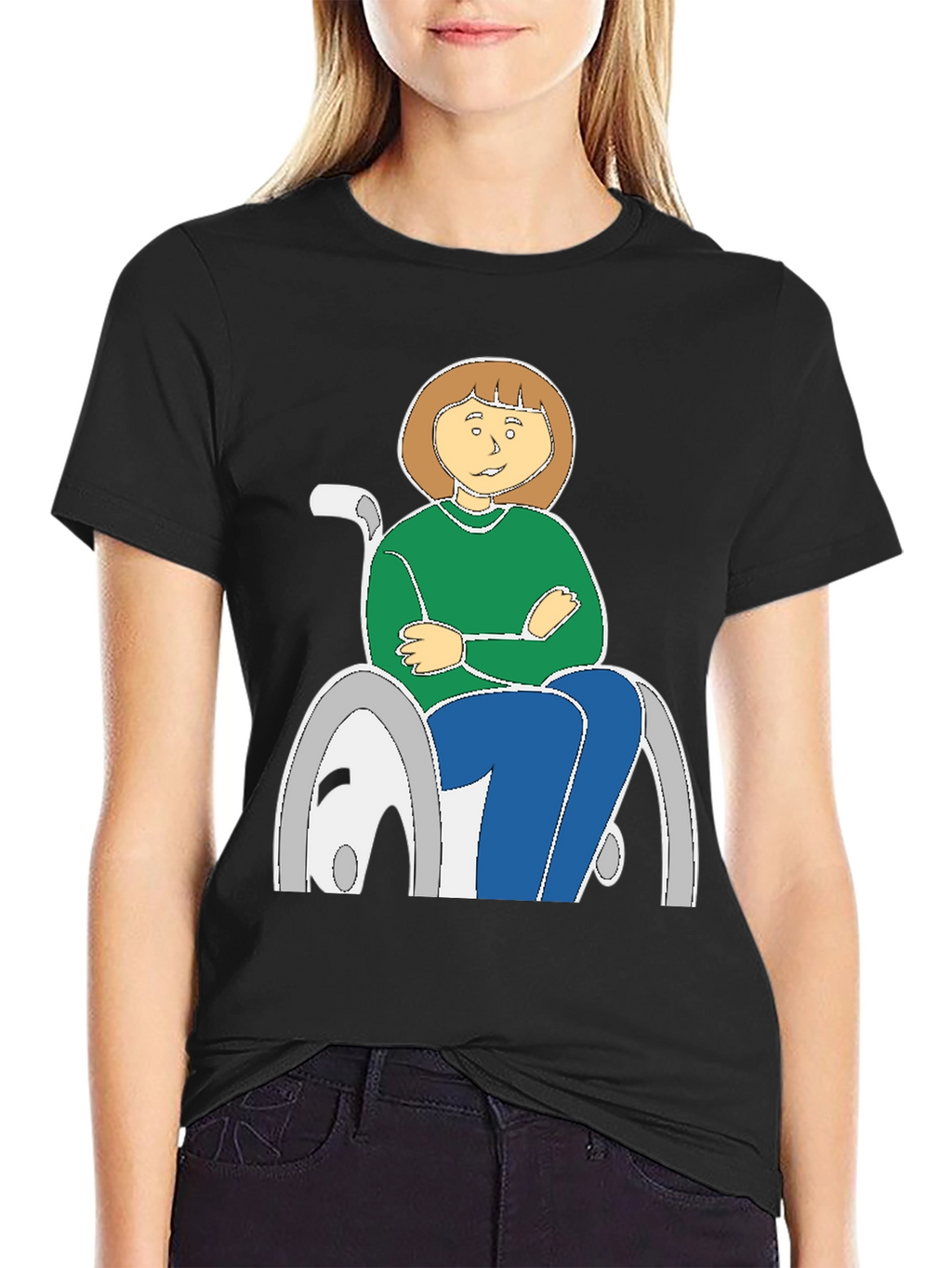 Cartoon Woman in Wheelchair T-Shirt