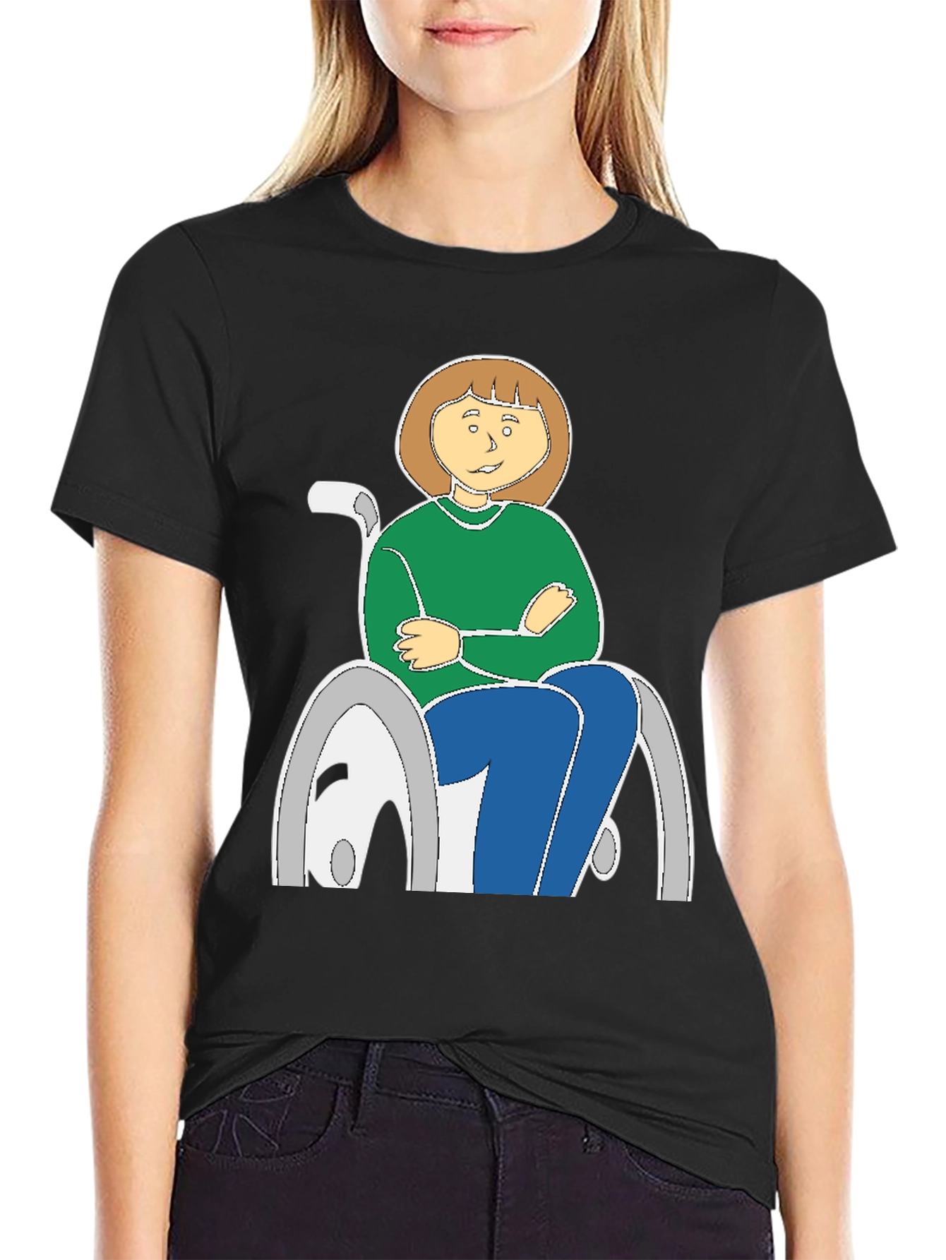 Cartoon Woman in Wheelchair T-Shirt