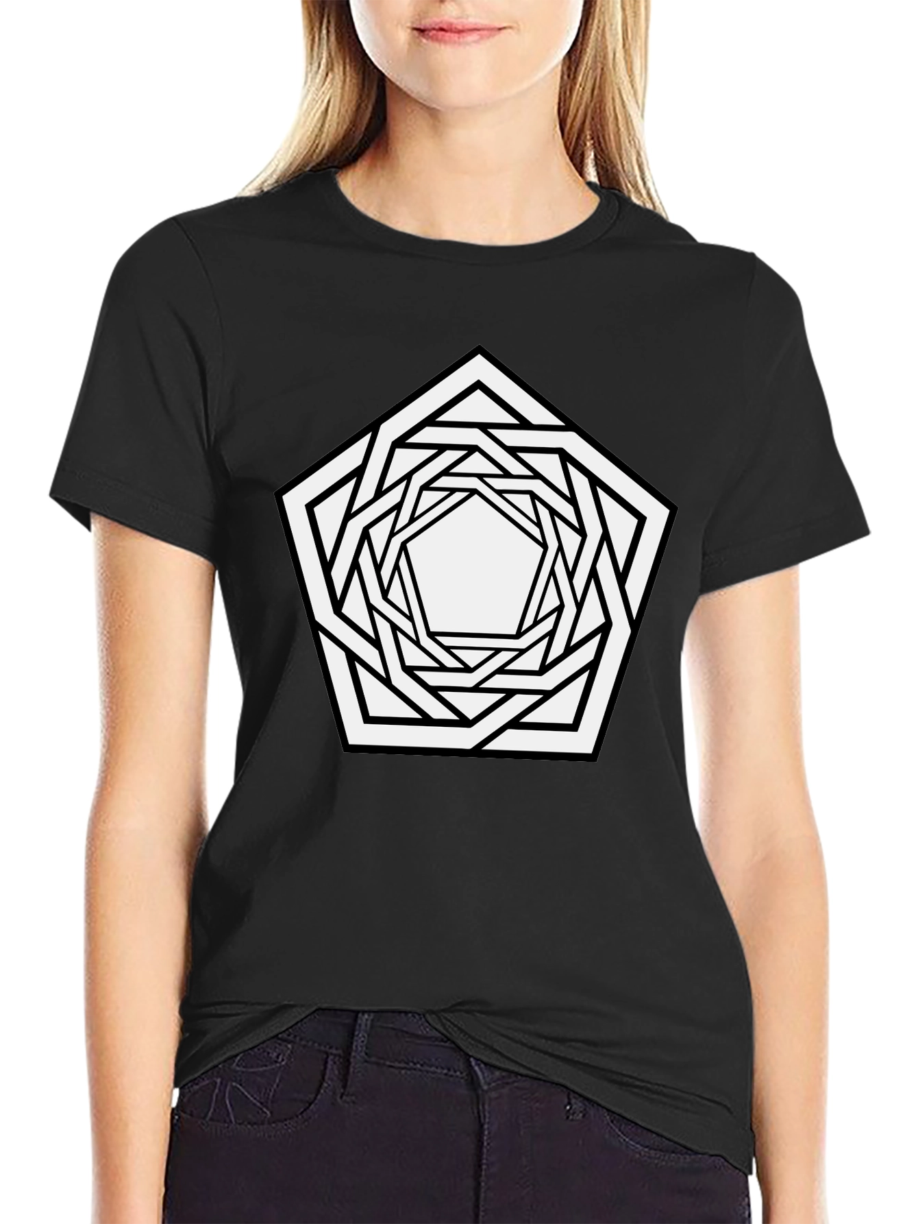 Geometric Pentagon Graphic Tee - Modern Streetwear