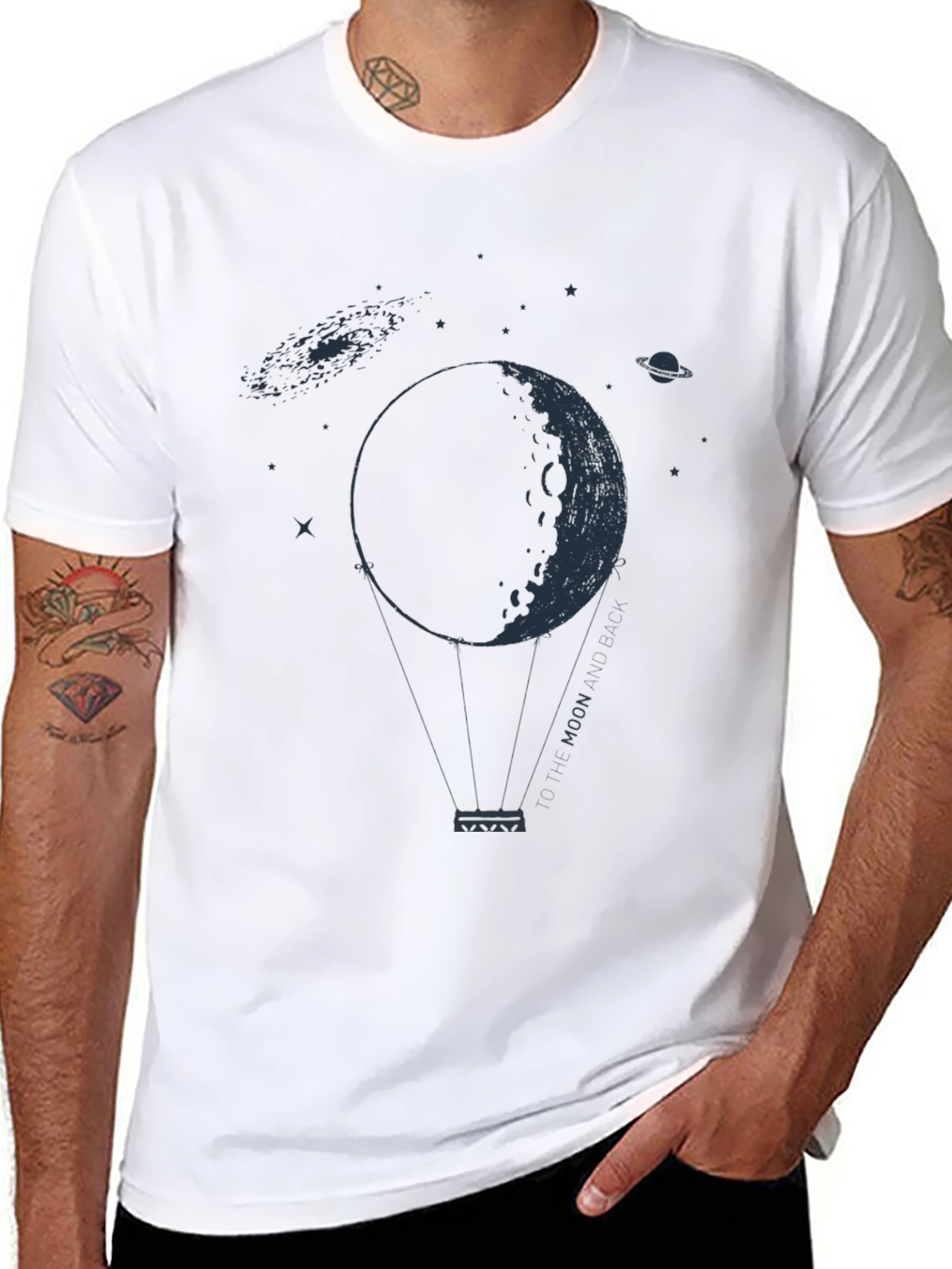 Moon Balloon Graphic Tee - Space Lovers T-Shirt