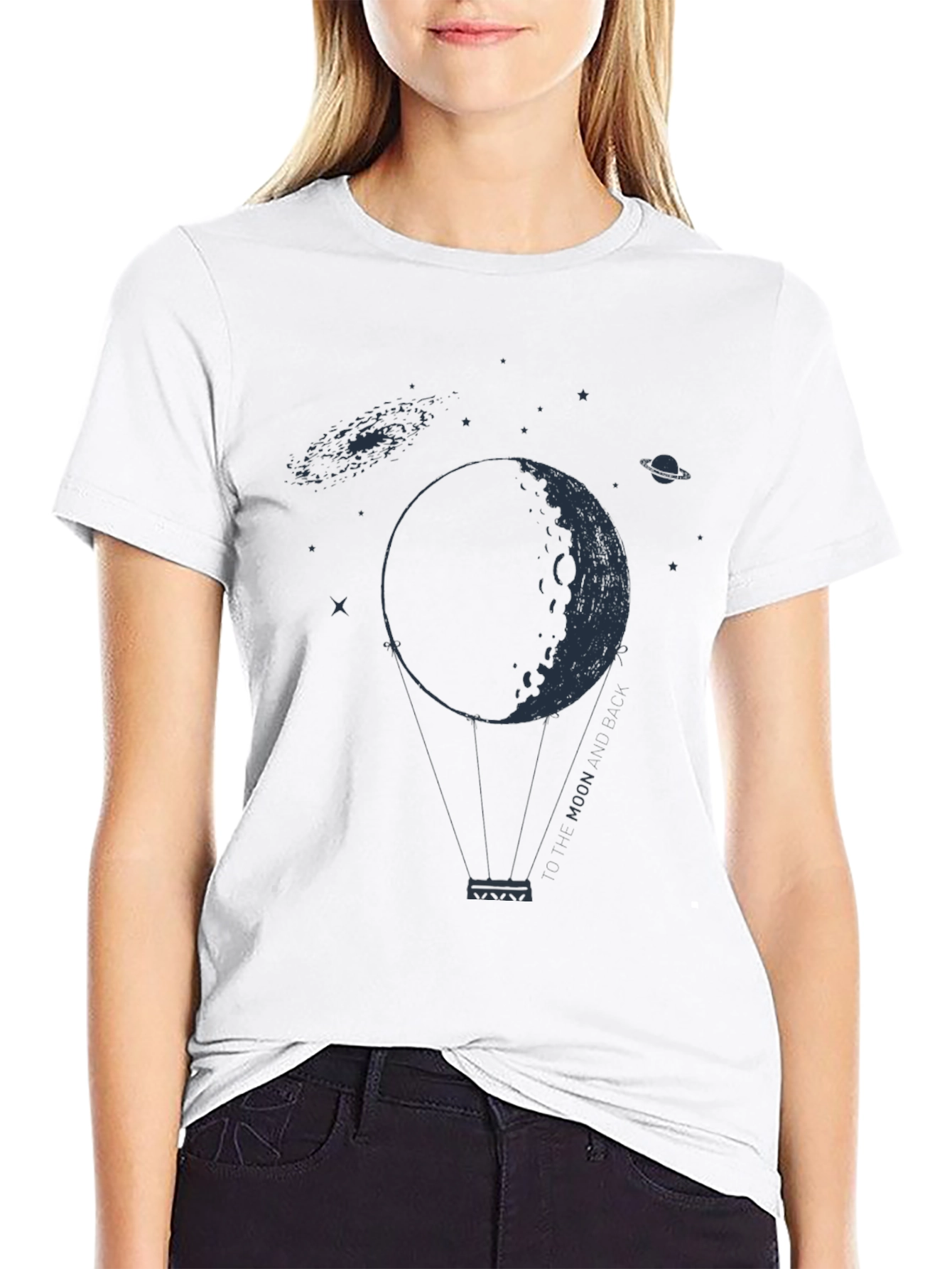 Moon Balloon Graphic Tee - Space Lovers T-Shirt